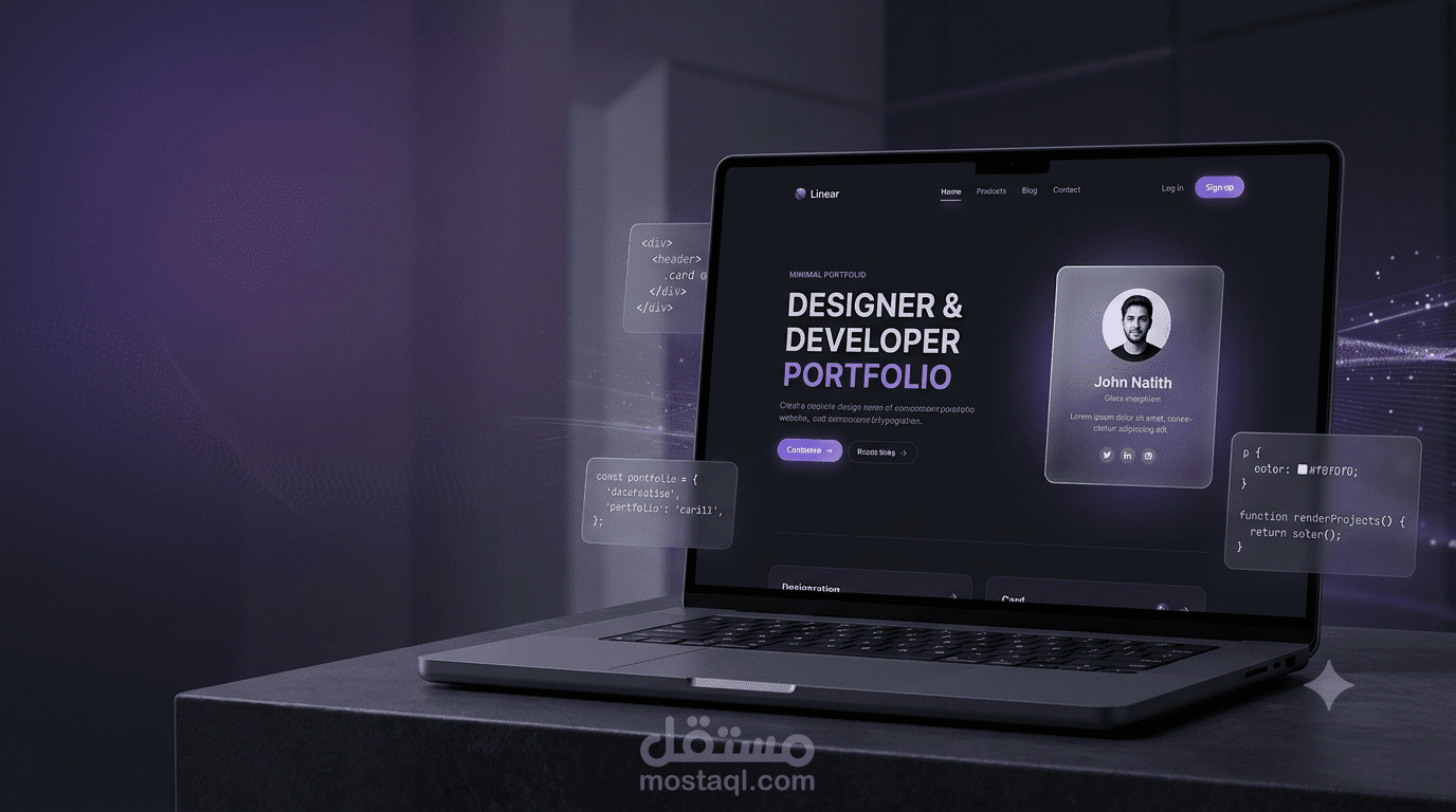 تصميم موقع بورتفوليو احترافي باستخدام HTML و CSS و JavaScript