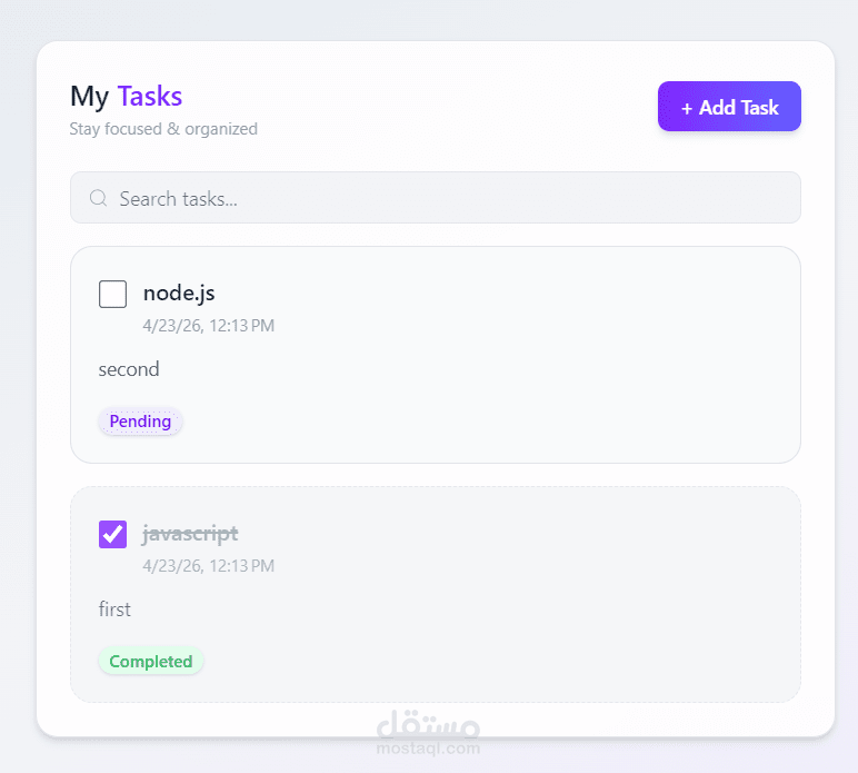 تطبيق إدارة مهام (To-Do List) باستخدام Angular، يتيح للمستخدم تنظيم مهامه اليومية بسهولة وكفاءة.