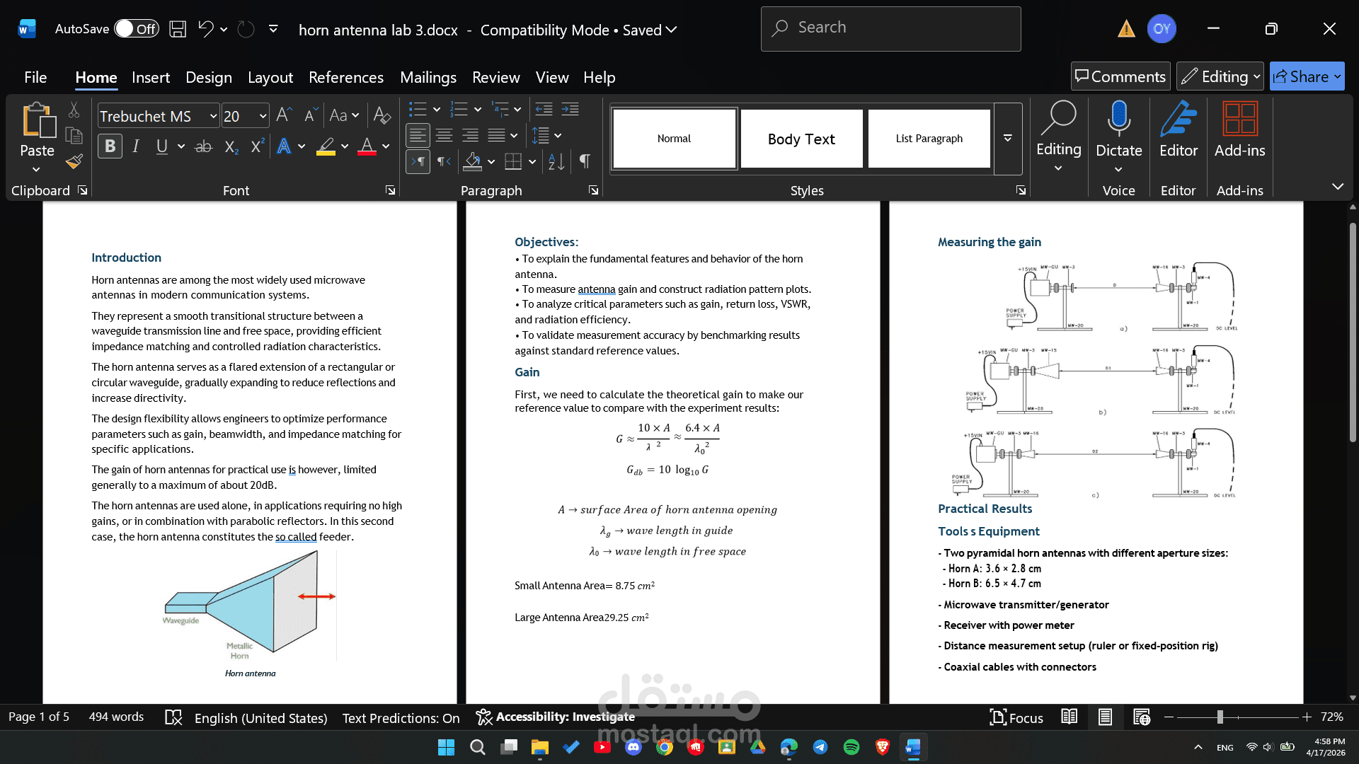 تقرير باستخدام Word
