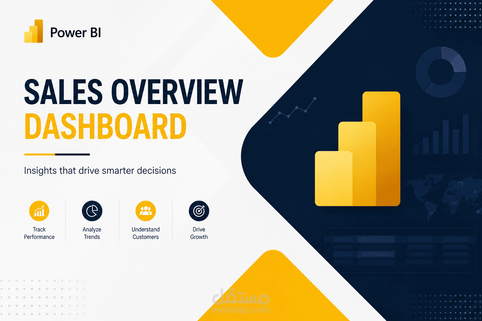تصميم Dashboard احترافي باستخدام Power BI مع تحليل البيانات وإنشاء التقارير التفاعلية لشركة بالولايات المتحده
