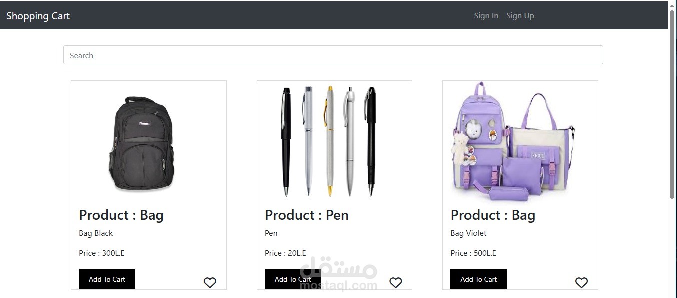 Shopping Cart Website