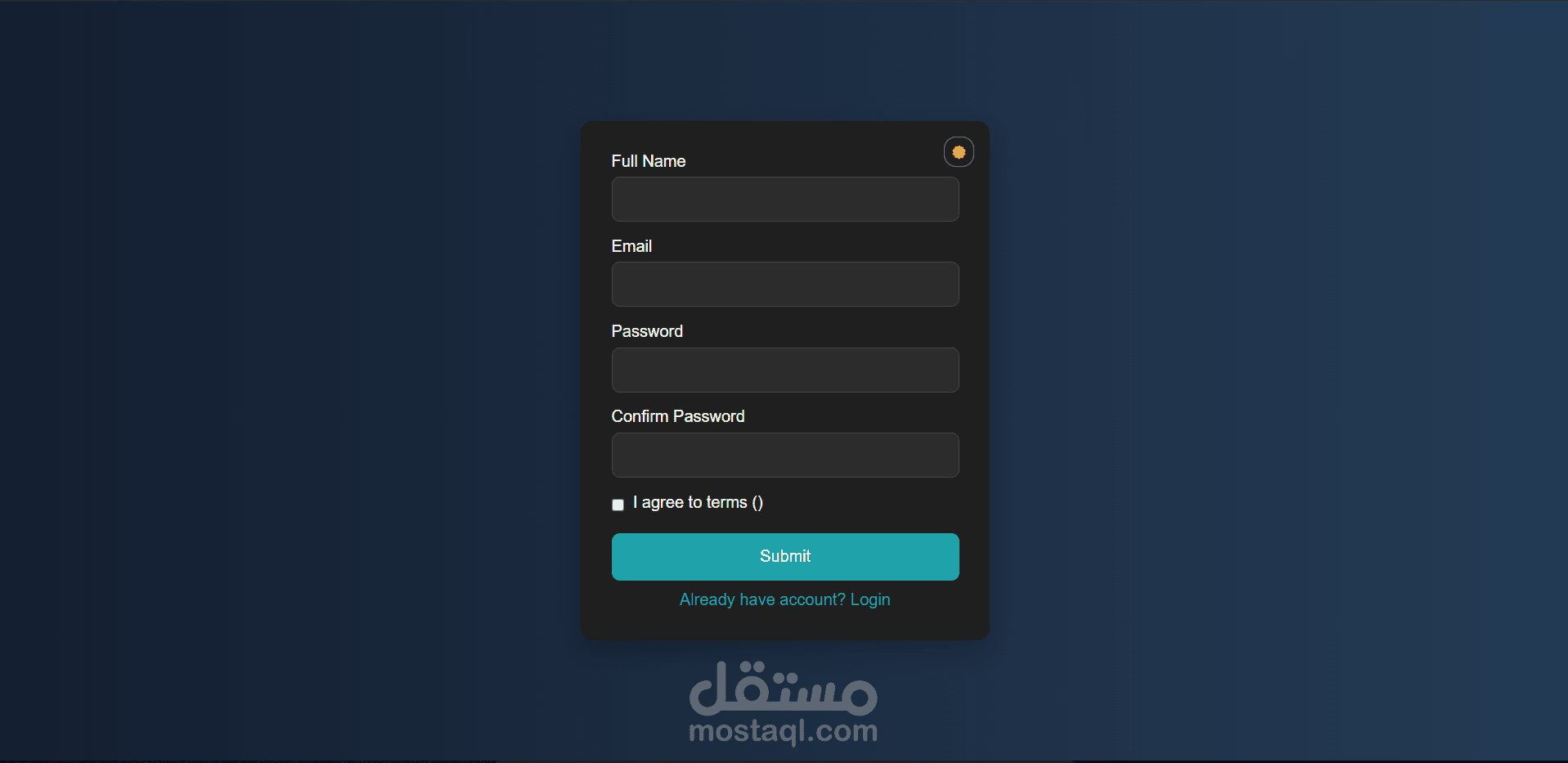 Register Form with Dark Mode