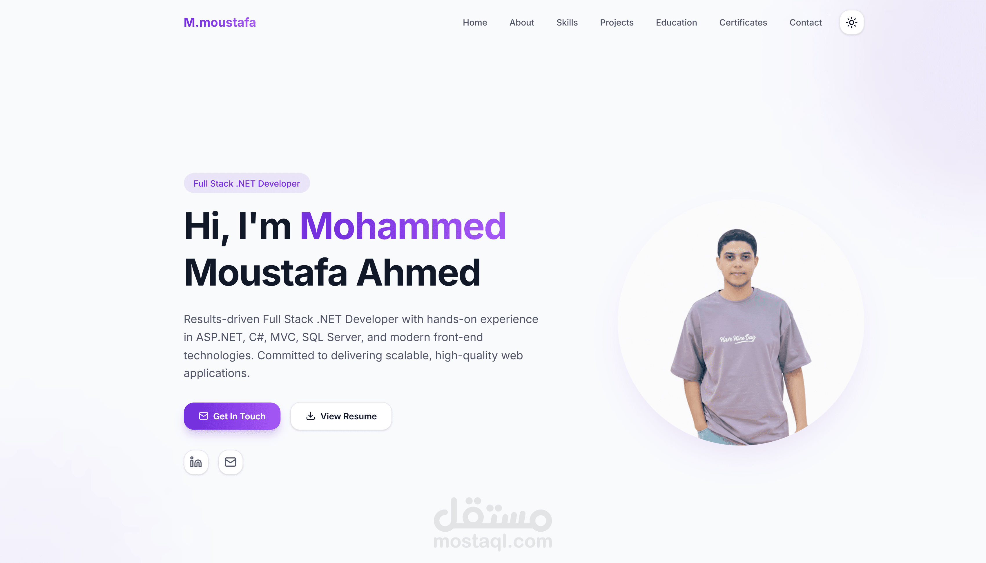 موقع شخصي احترافي مع معرض أعمال تفاعلي باستخدام Next.js وTailwind CSS