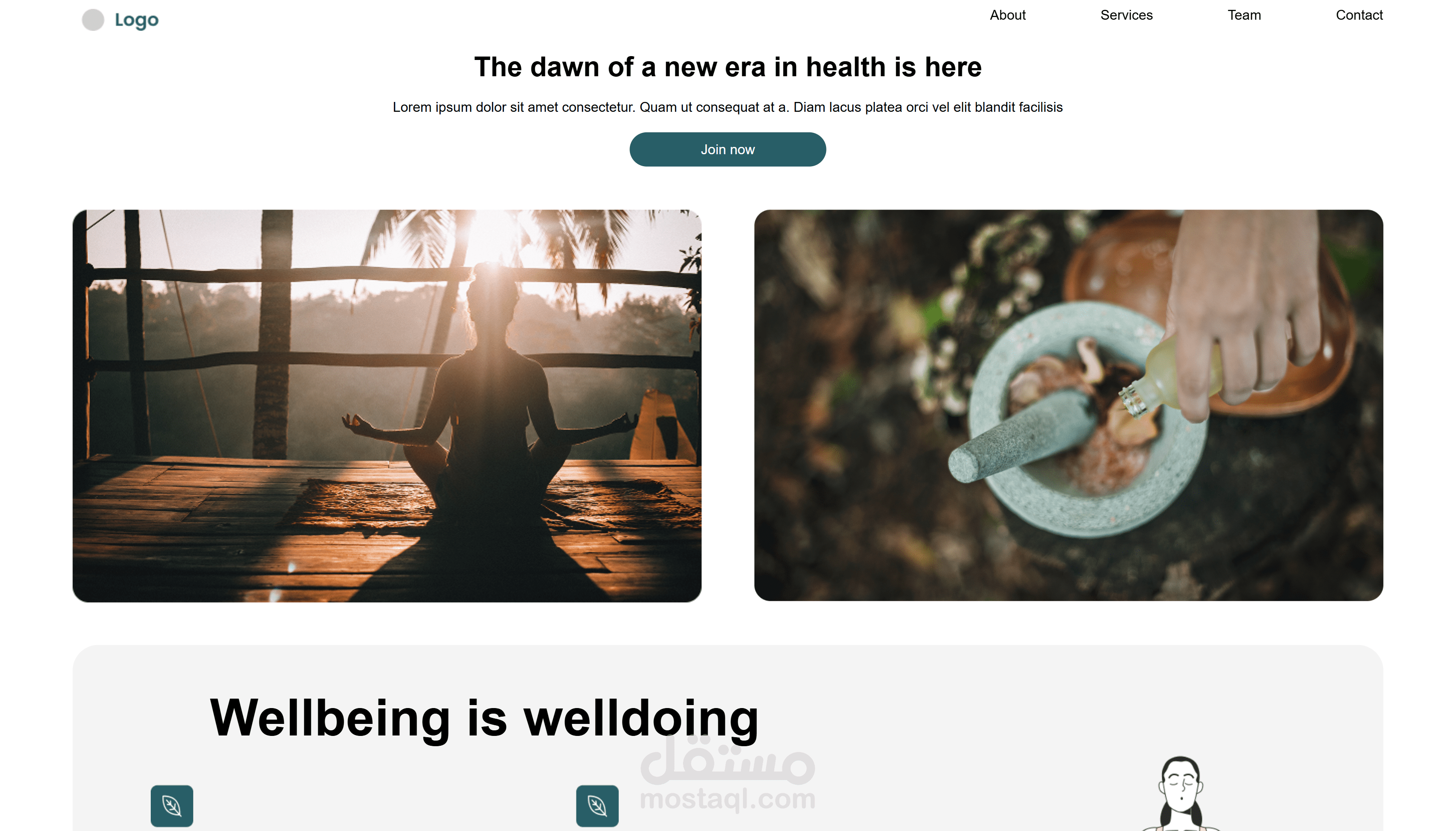 تصميم وتطوير موقع تعريفي حديث لمجال الصحة والرفاهية باستخدام HTML & CSS