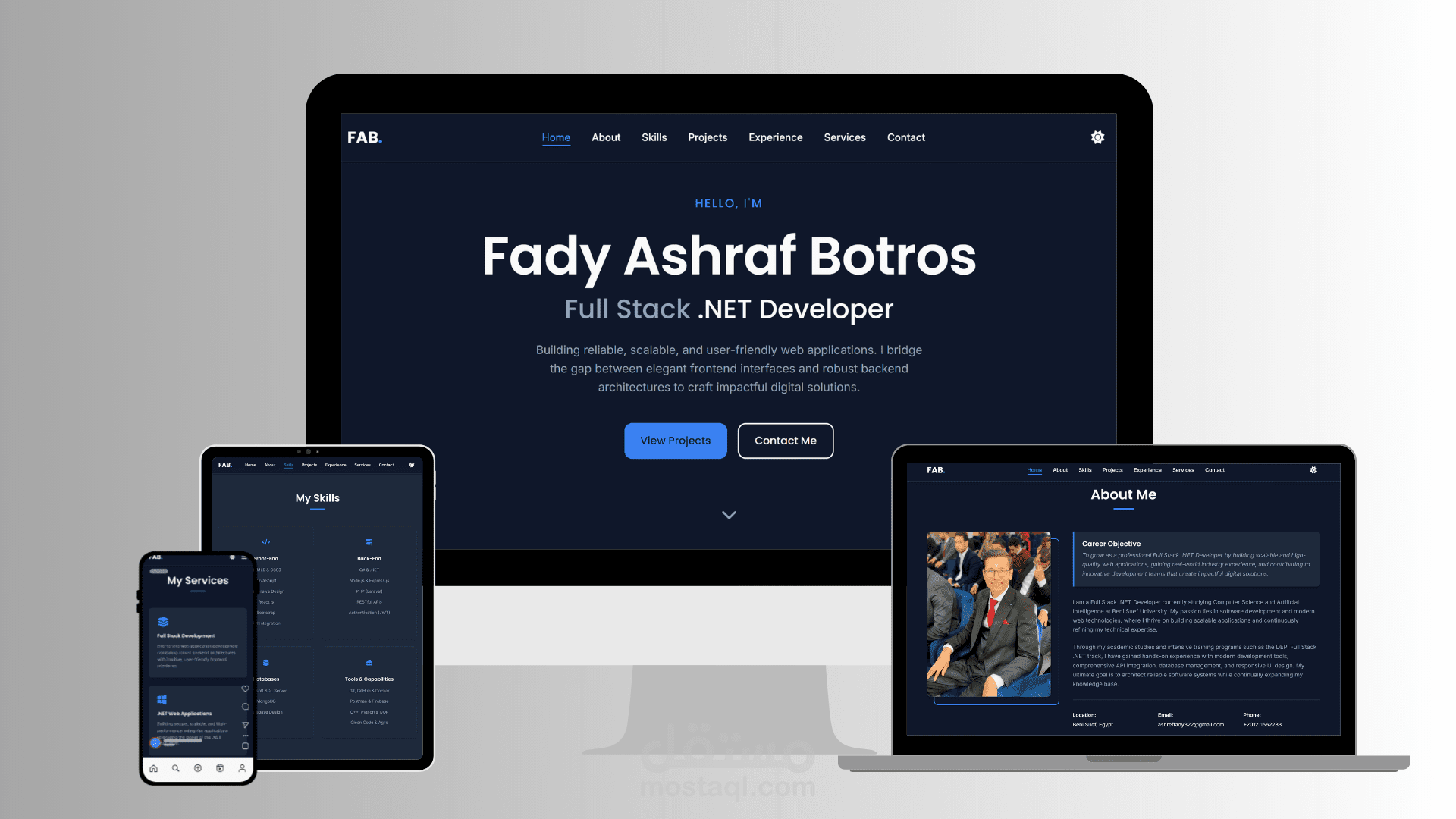 تصميم وتطوير موقع Portfolio شخصي احترافي لعرض المهارات