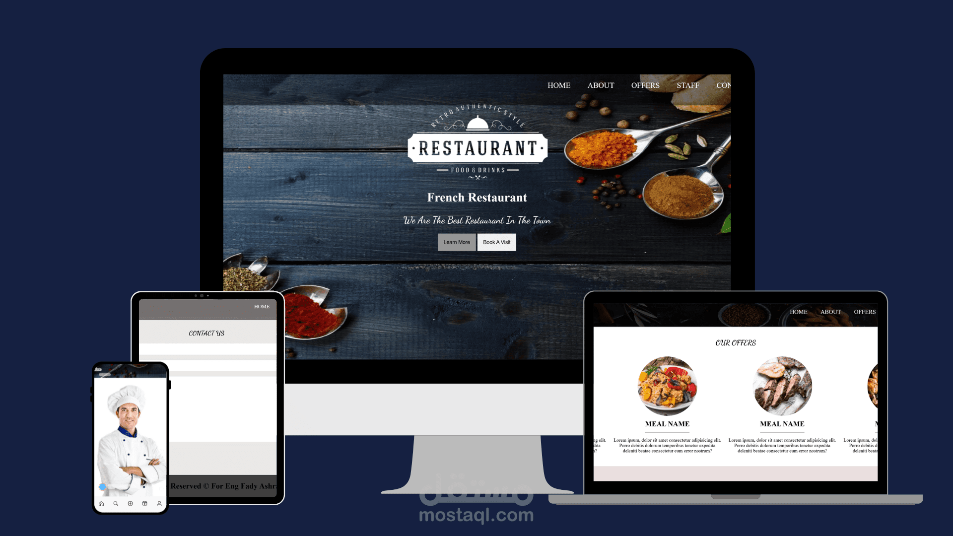 تصميم صفحات هبوط للمطعم والكافيهات Landing Page Design