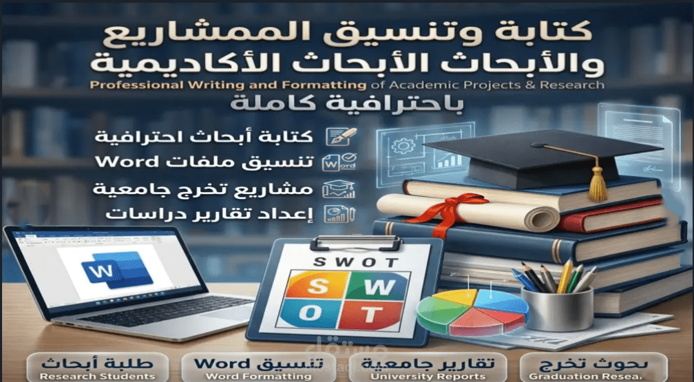 كتابة وتنسيق المشاريع والأبحاث الأكاديمية باحترافية كاملة
