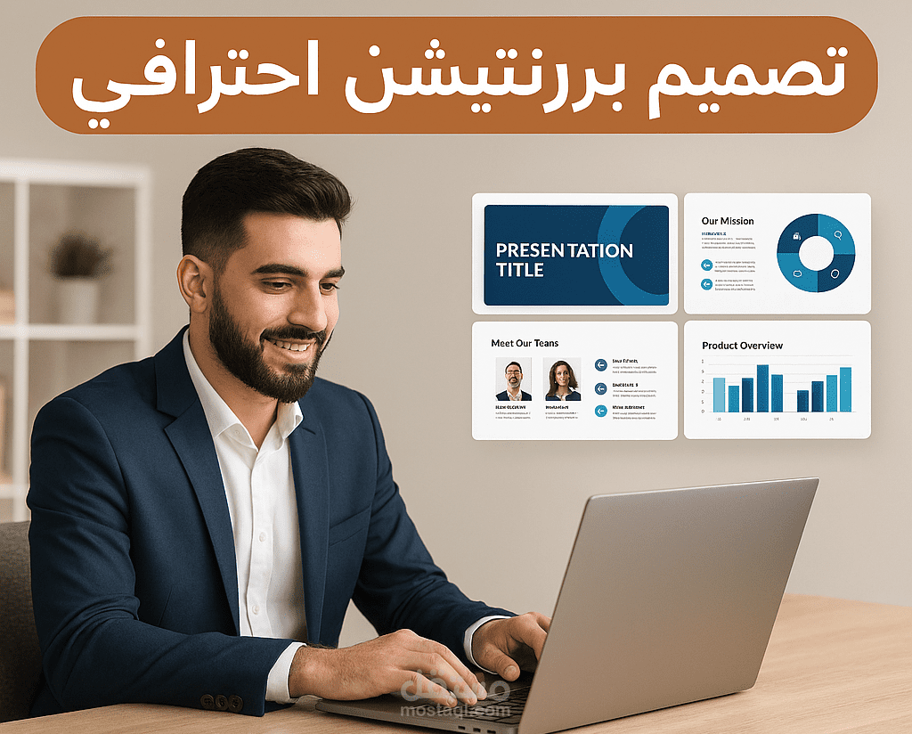 تصميم عروض تقديمية احترافية PowerPoint بشكل عصري وجذاب