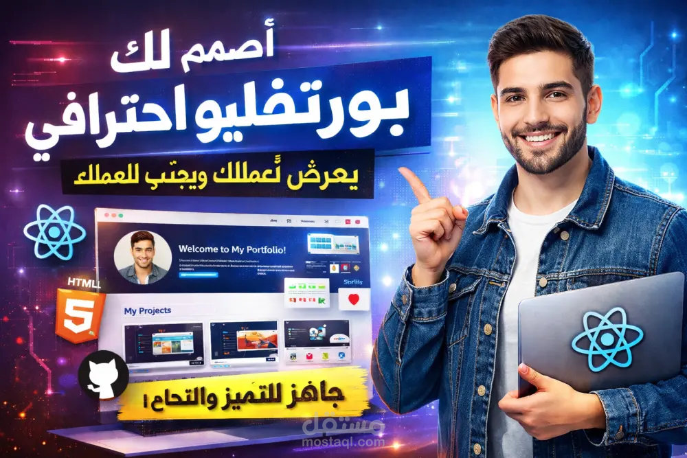 تطوير معرض أعمال متكامل (Professional Portfolio Website)