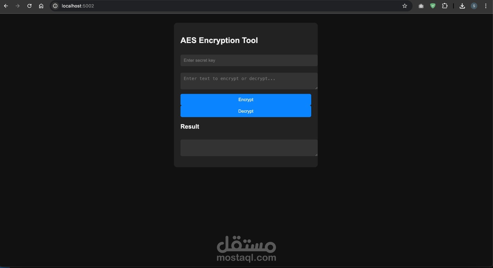 مشروع متخصص في أمن المعلومات يهدف إلى توفير واجهة مستخدم (Web UI) لتشفير وفك تشفير النصوص والملفات باستخدام خوارزمية AES-256 المتقدمة. قمت بتطوير الواجهة الخلفية باستخدام Python/Flask لضمان سرعة المعالجة وأمان البيانات أثناء عملية التشفير.