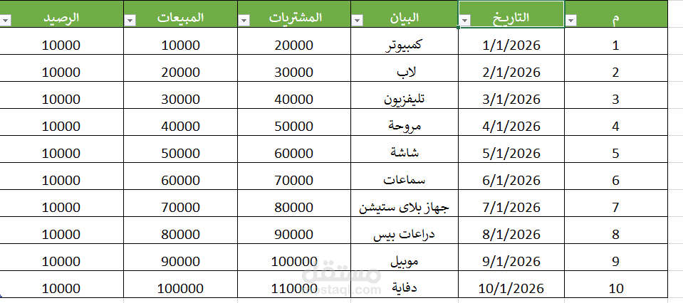 تصميم جداول اكسل