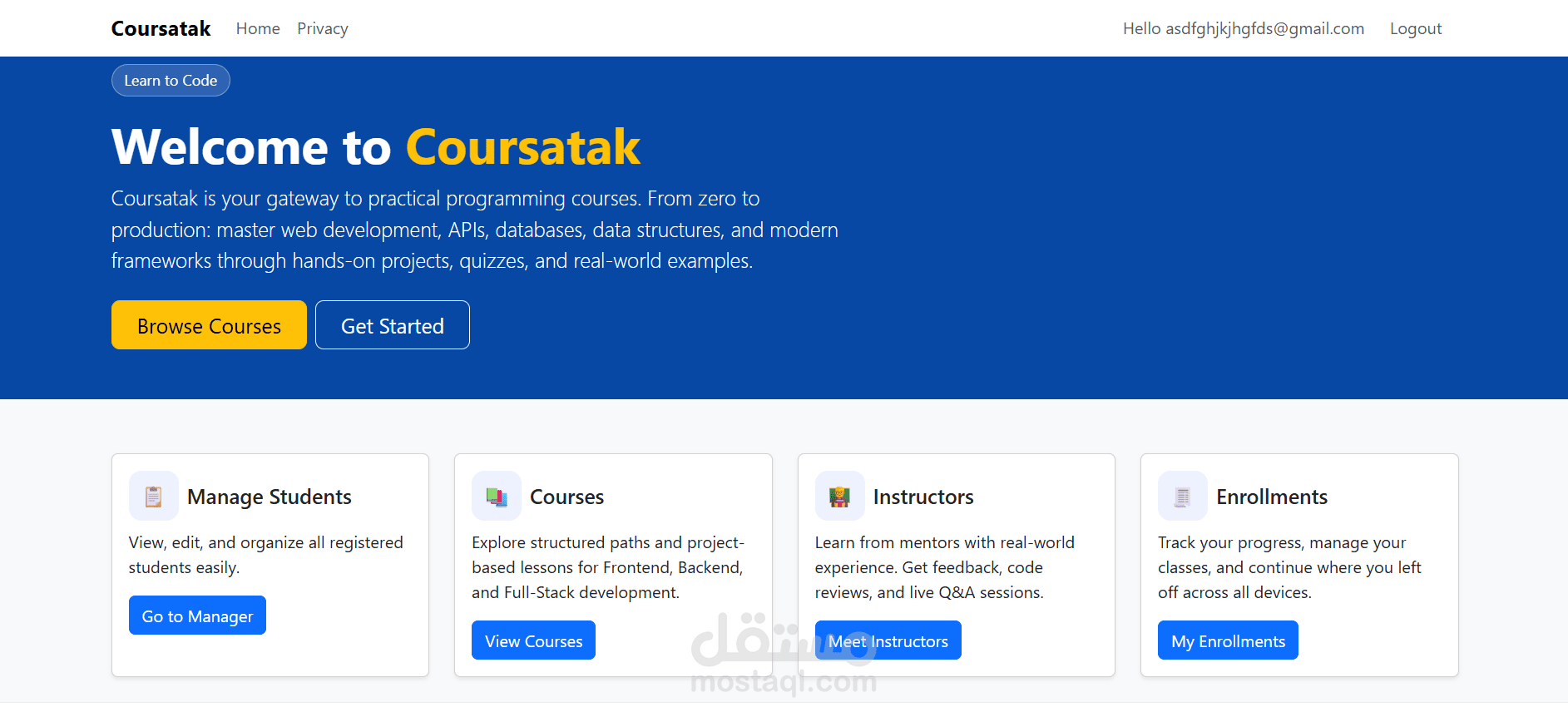 Courses Website (ASP.NET Core)
