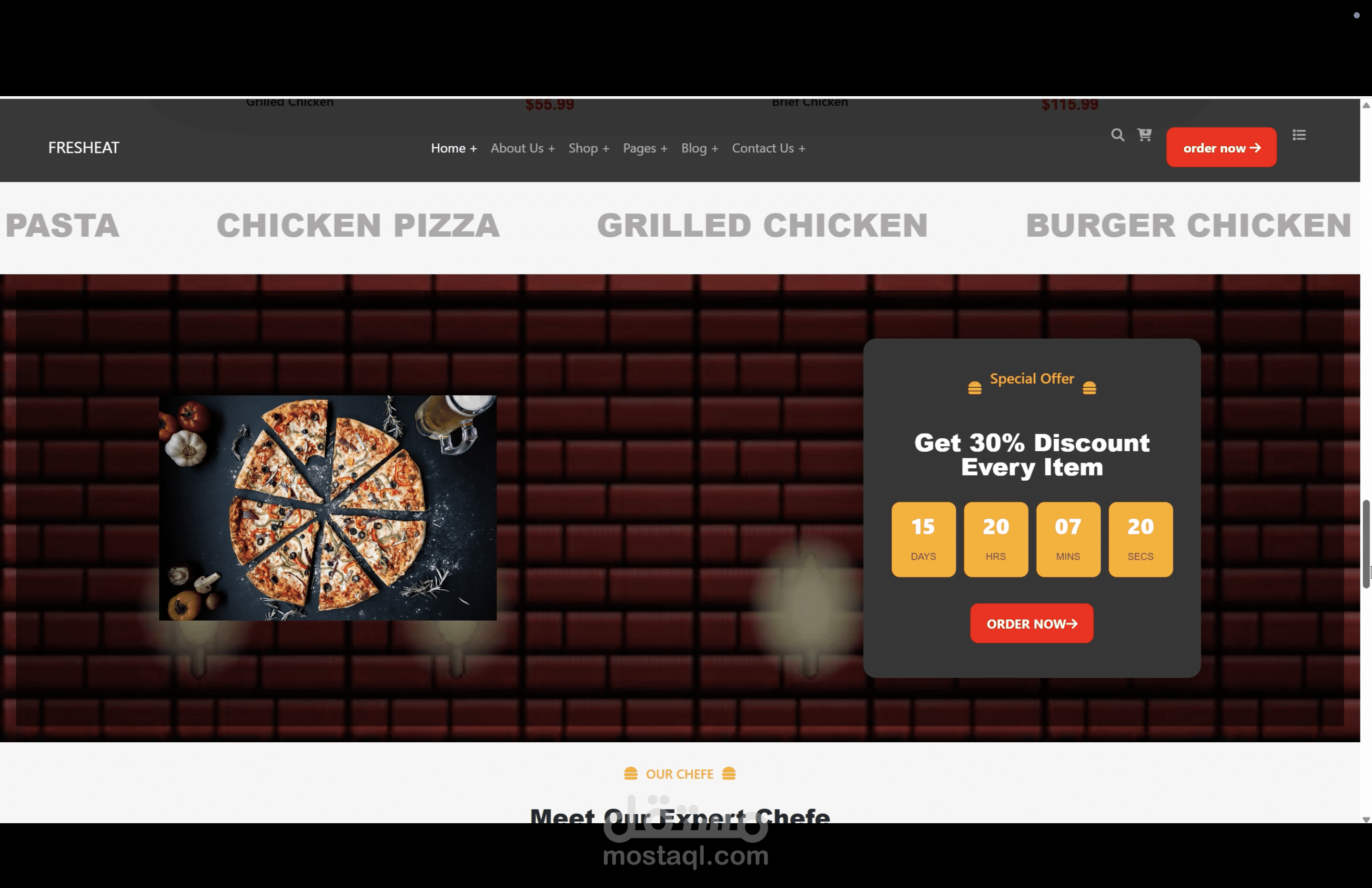 تصميم منيو مطعم إلكتروني متجاوب