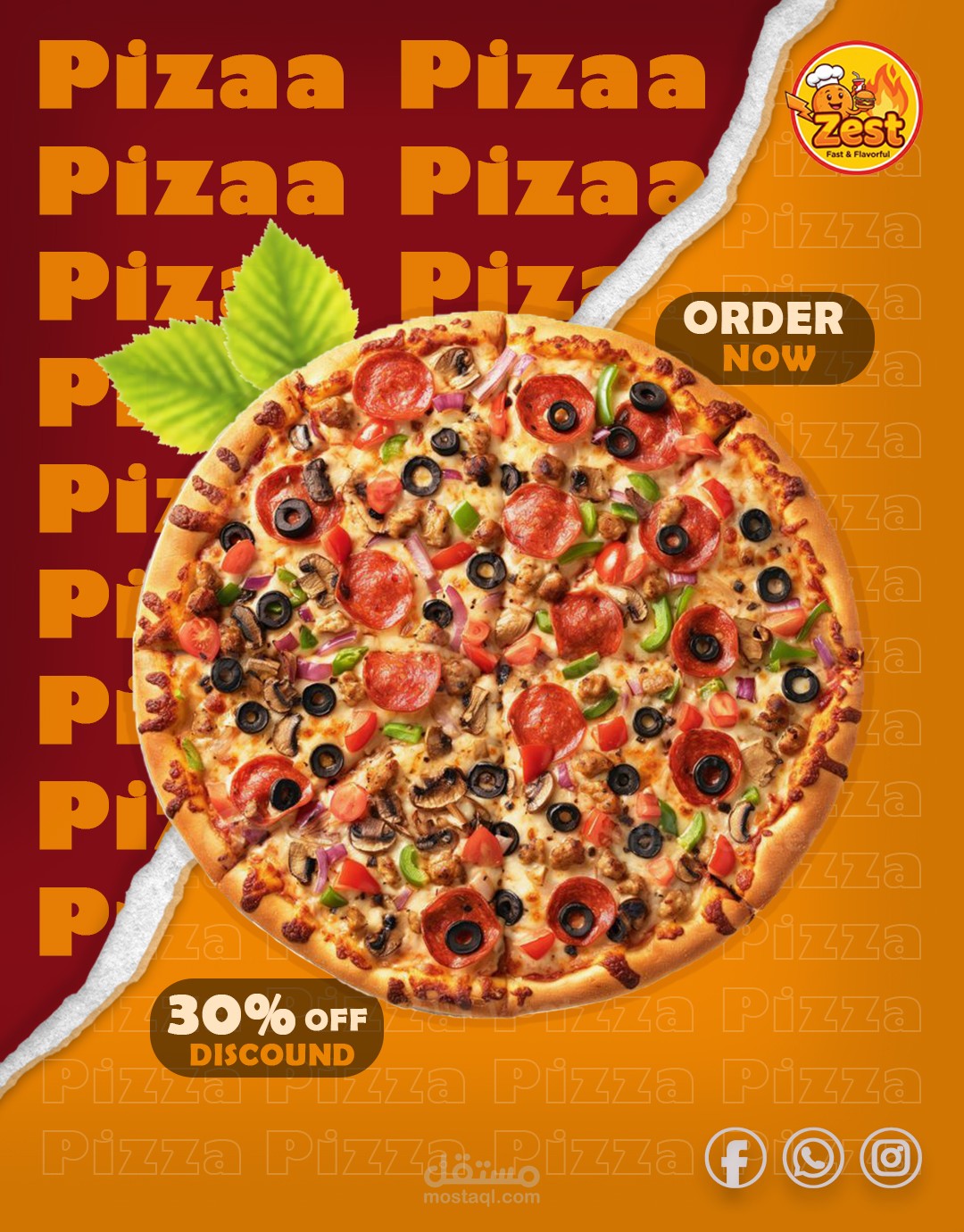 تصميم إعلان سوشيال ميديا احترافي لمطعم