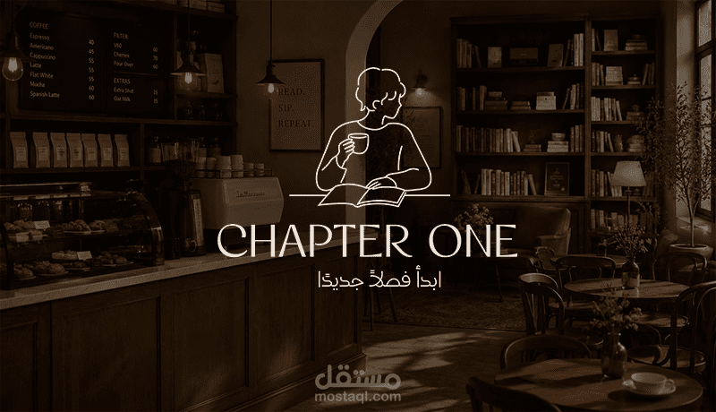 تصميم هوية بصرية لكافيه CHAPTER ONE