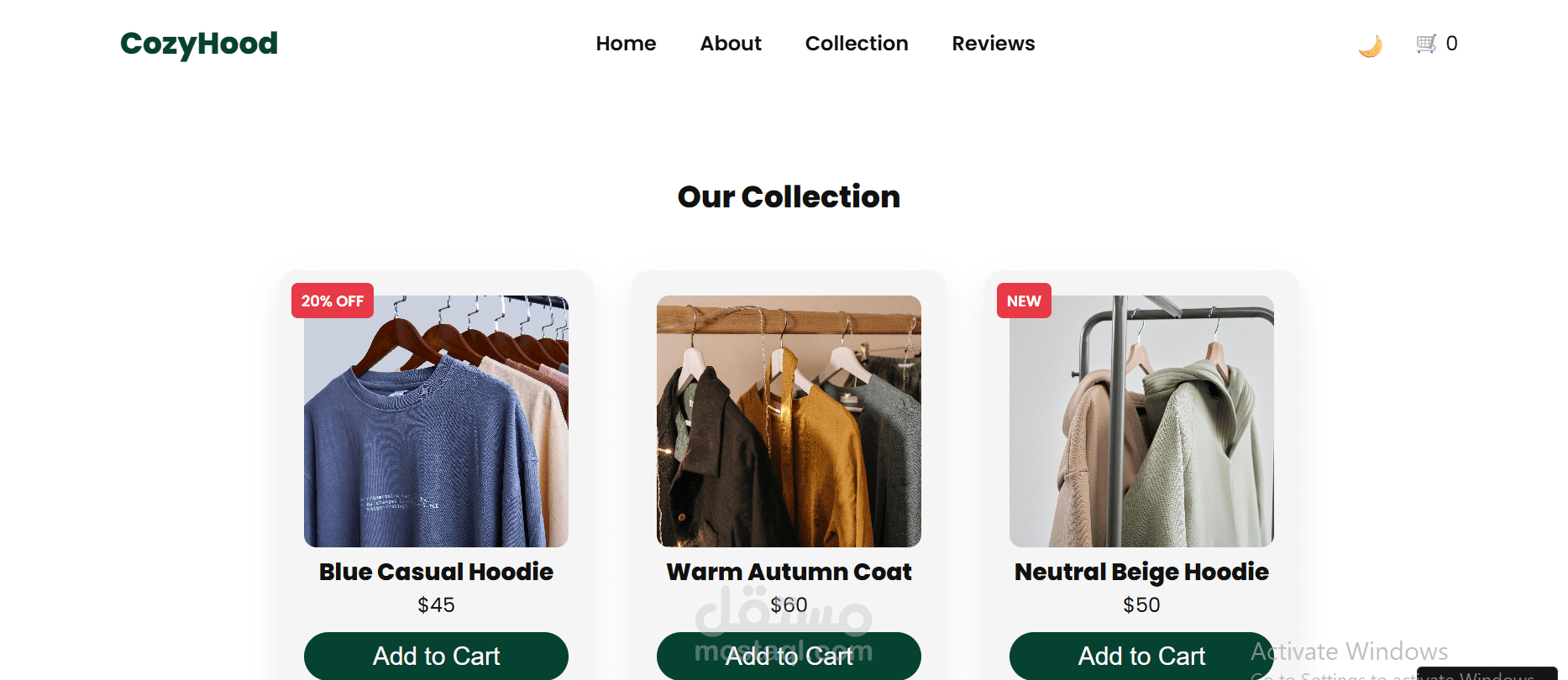 تصميم وتطوير موقع e-commerce لعلامة تجارية للملابس