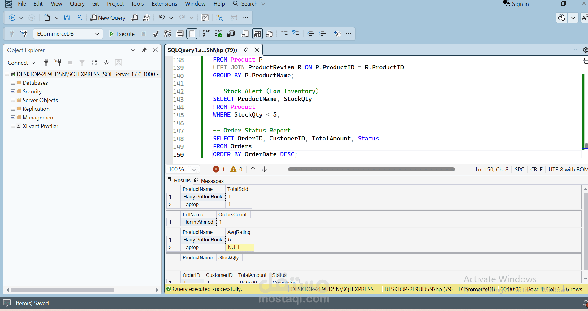 نظام إدارة متجر إلكتروني متكامل – قاعدة بيانات SQL