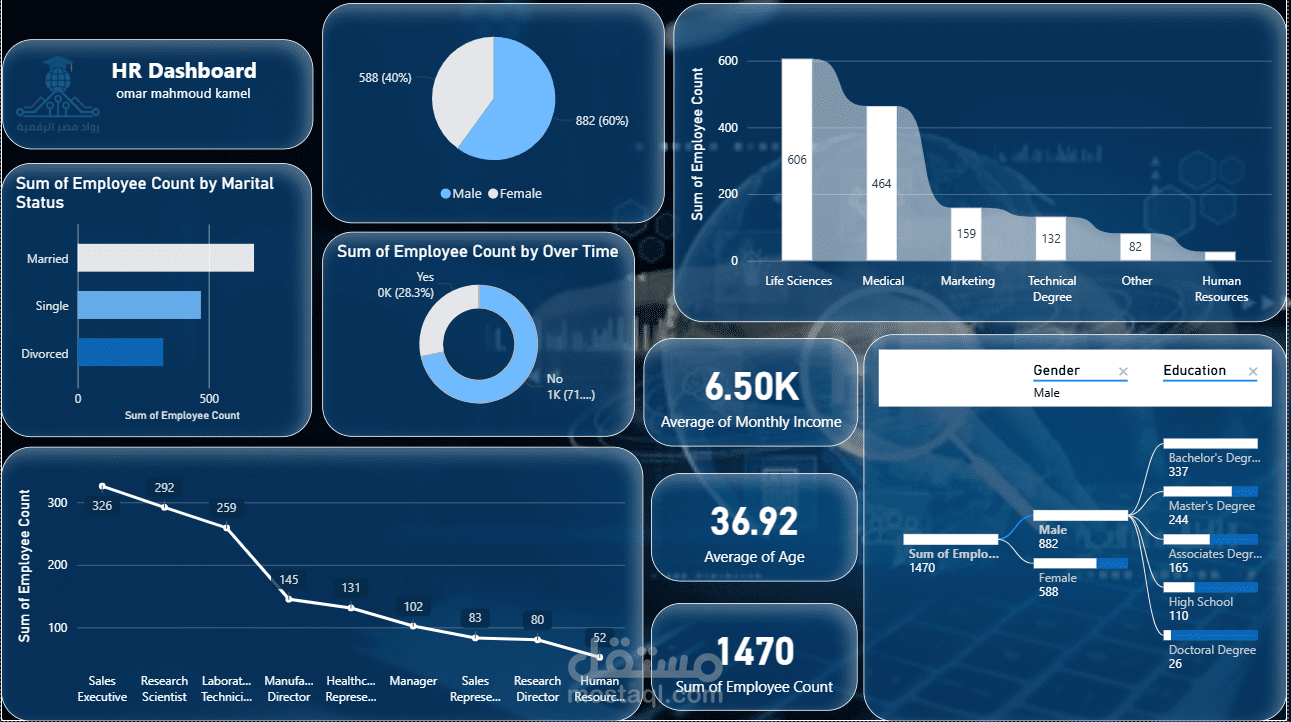 تصميم لوحة تحكم احترافية لتحليل بيانات الموارد البشرية (HR Analytics)