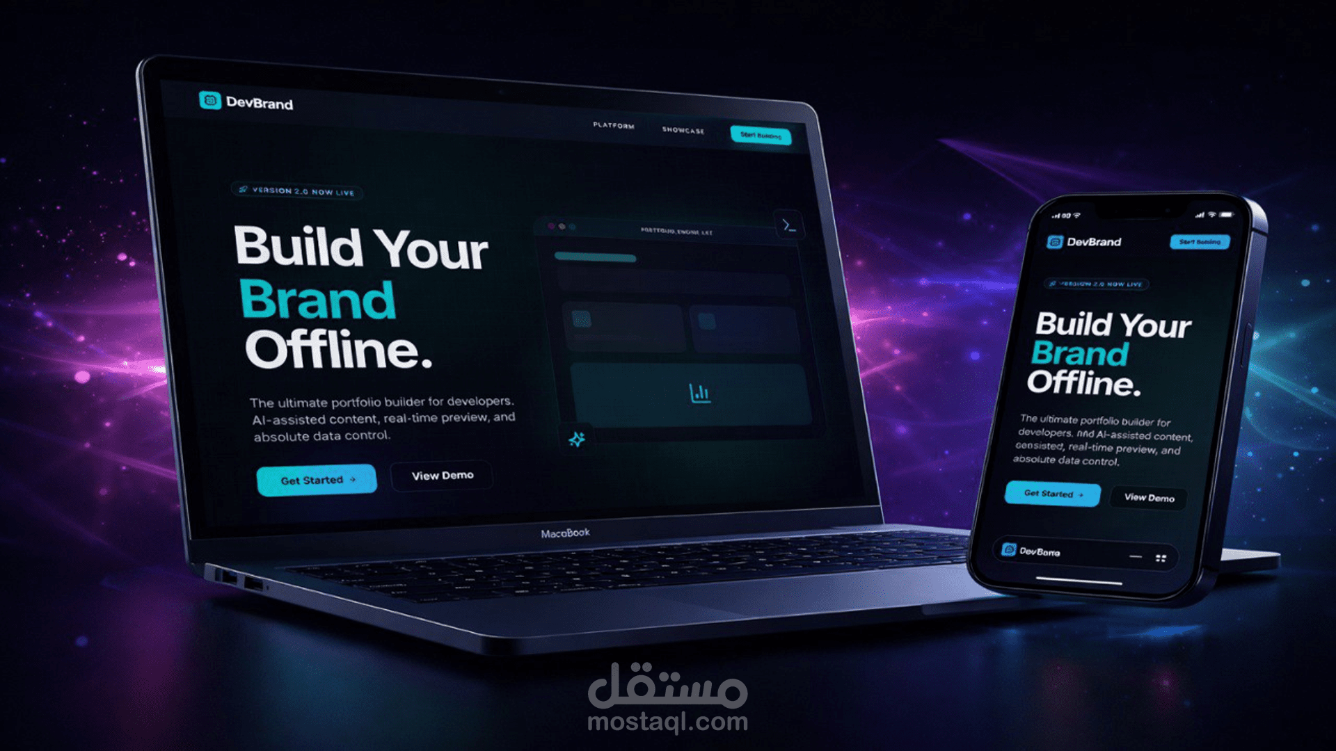 DevBrand – تجربة Portfolio تفاعلية حديثة للمطورين والعلامات التجارية