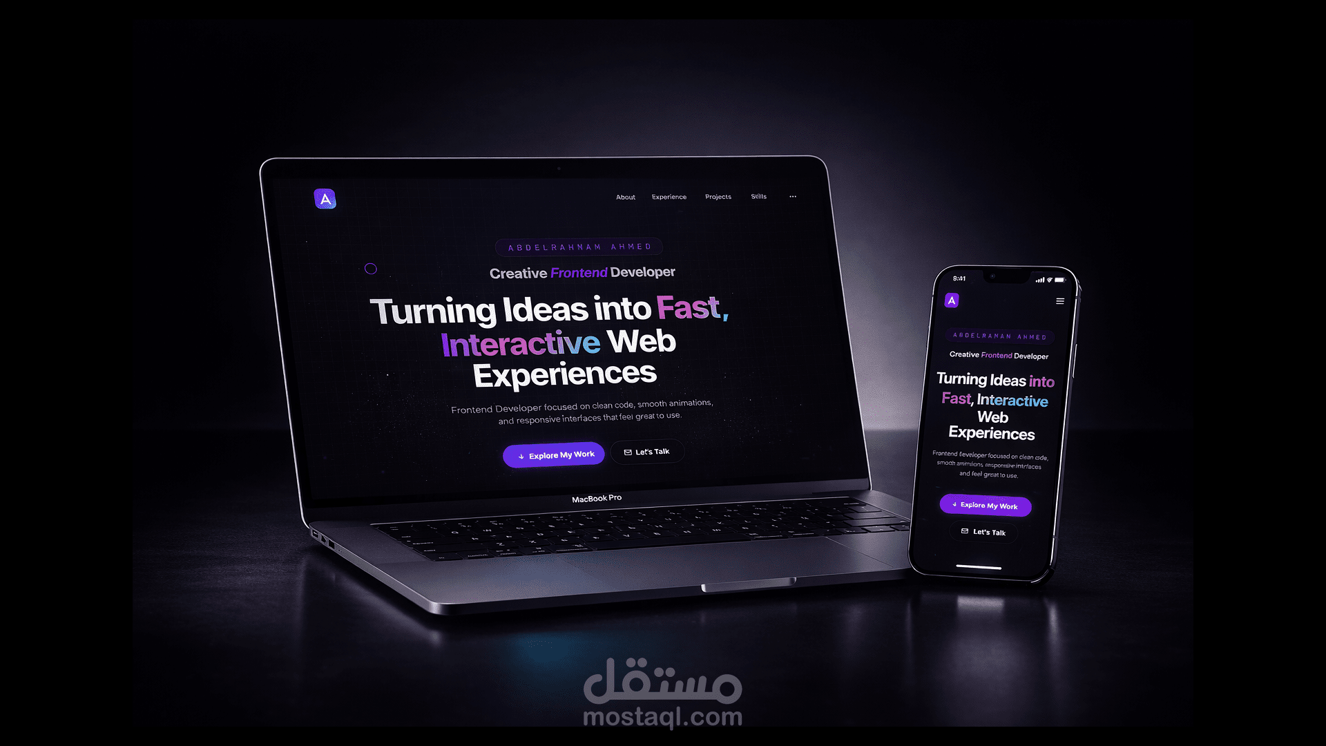 Portfolio – موقع شخصي تفاعلي لعرض أعمالي كمطور Frontend