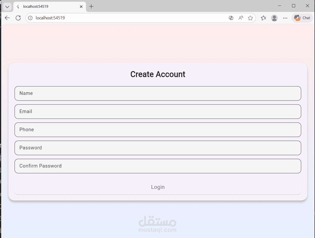 تصميم وتطوير واجهة تسجيل حساب (Create Account) باستخدام Flutter باحترافية وUI عصري