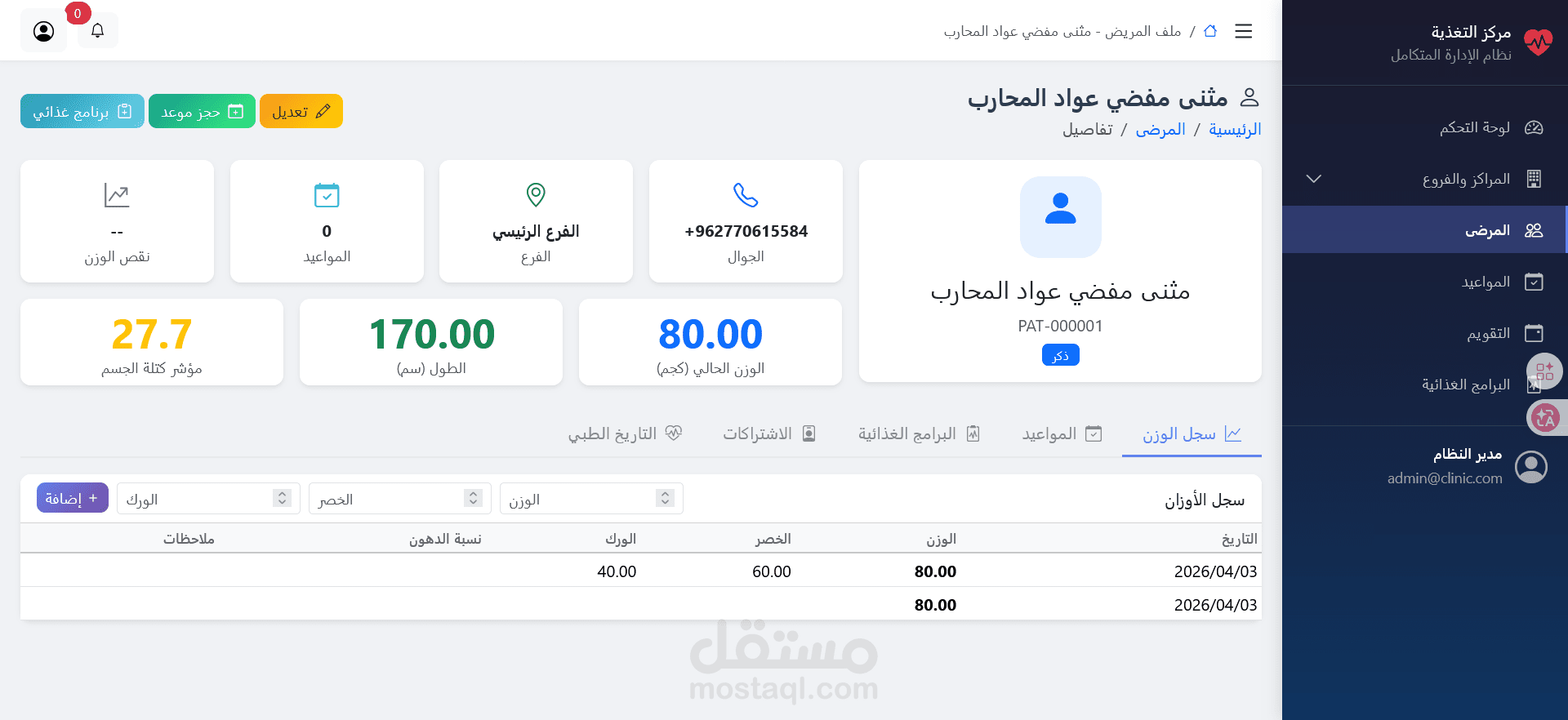 إدارة مراكز التغذية