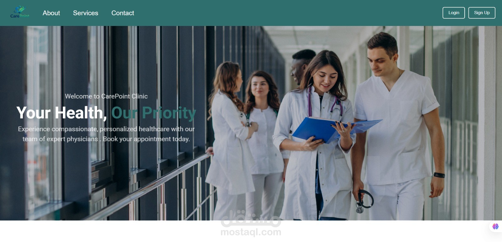 Landing page for clinic