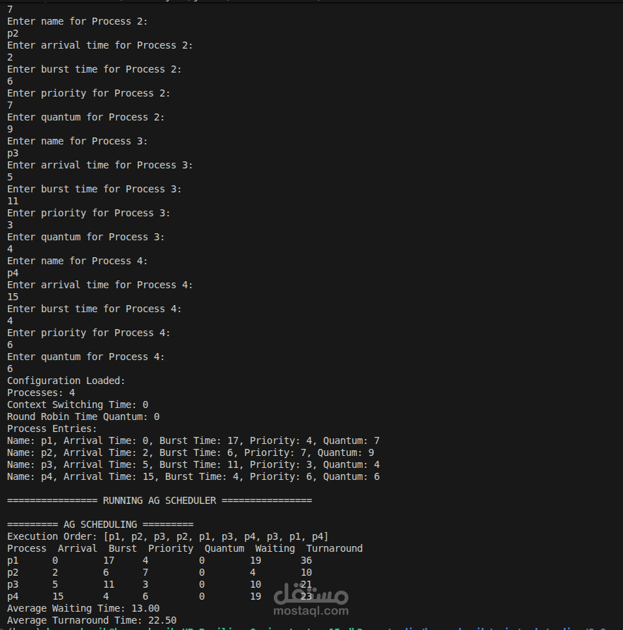 محاكي جدولة وحدة المعالجة المركزية المتقدم