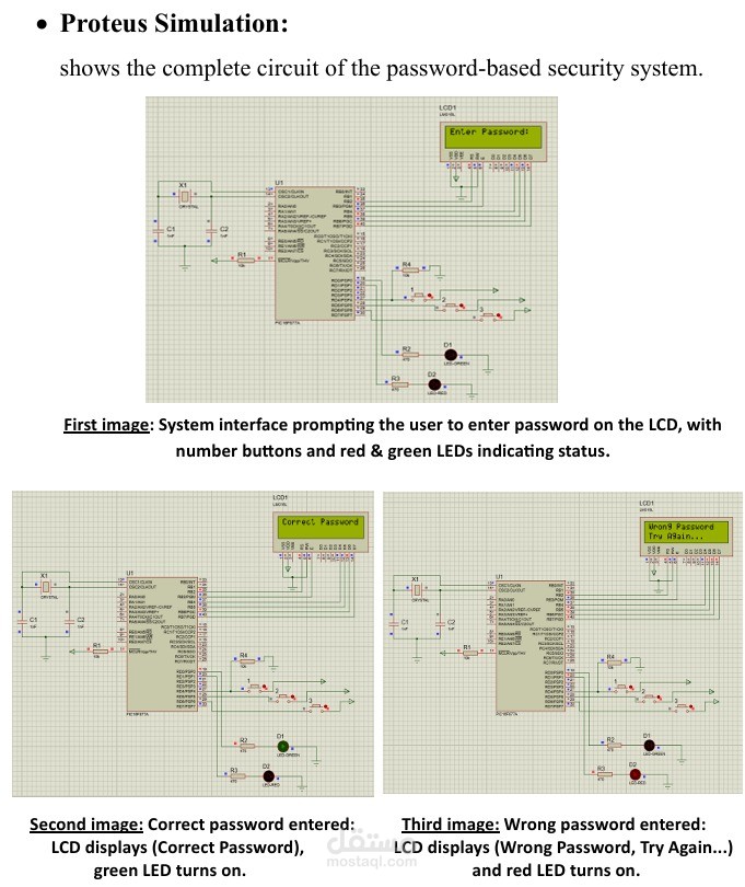 تصميم ونظام أمان رقمي باستخدام المتحكمات الدقيقة (Microcontrollers).