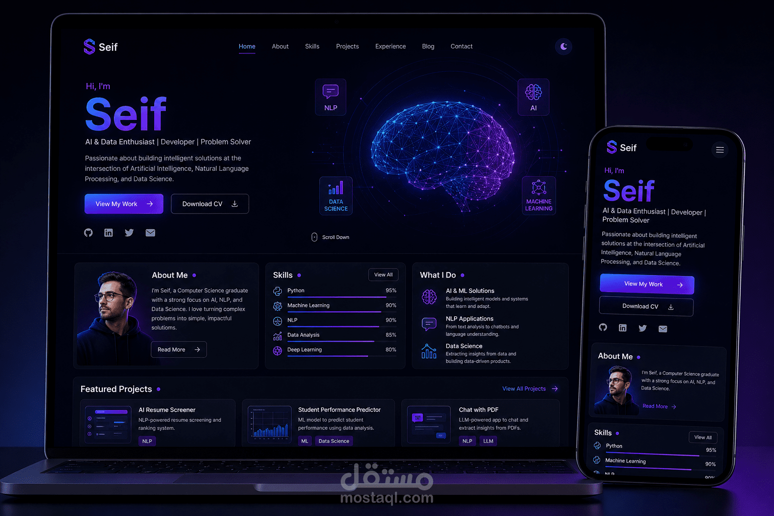 تصميم موقع Portfolio احترافي يعرض أعمالك ومهاراتك بجودة عالية