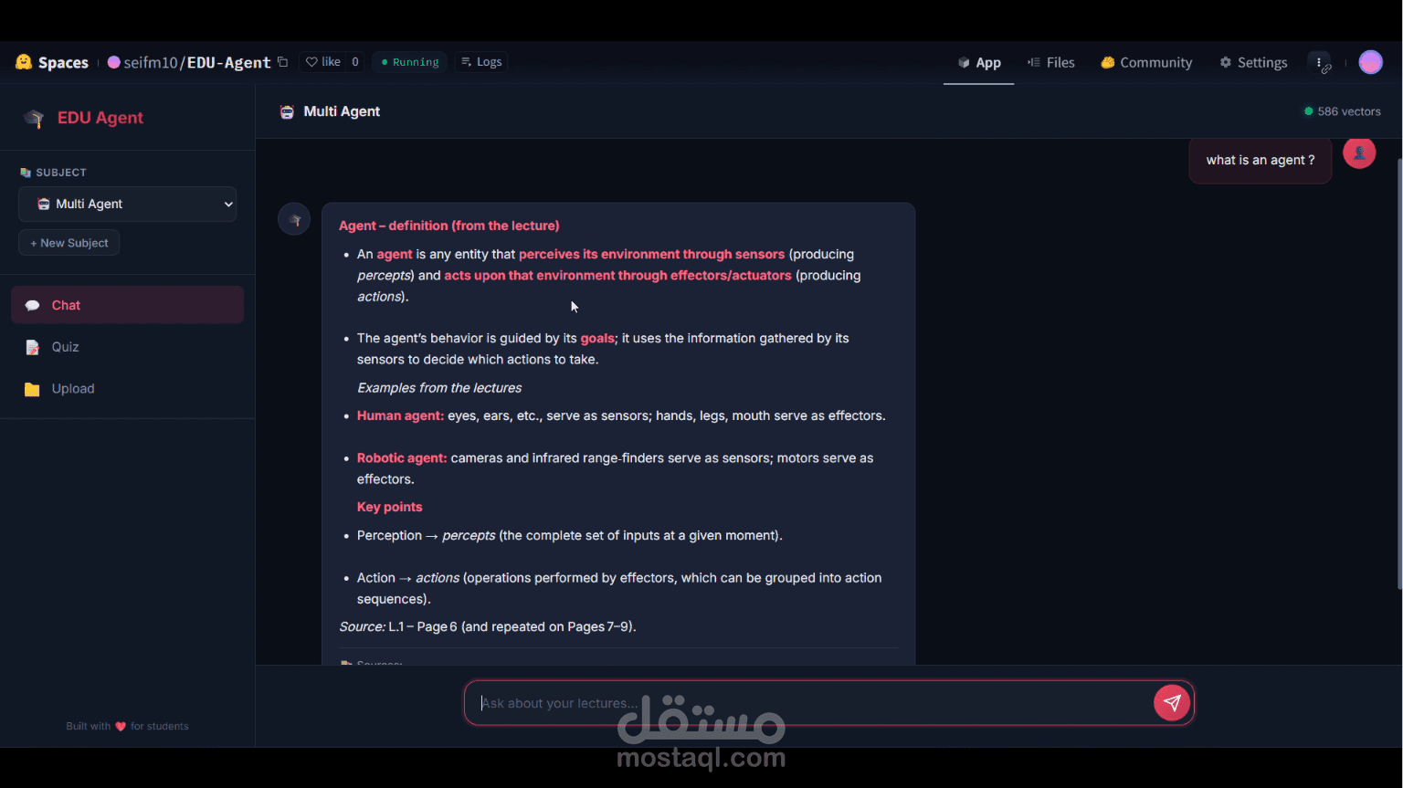 EDU Agent — AI-Powered Educational Assistant using RAG