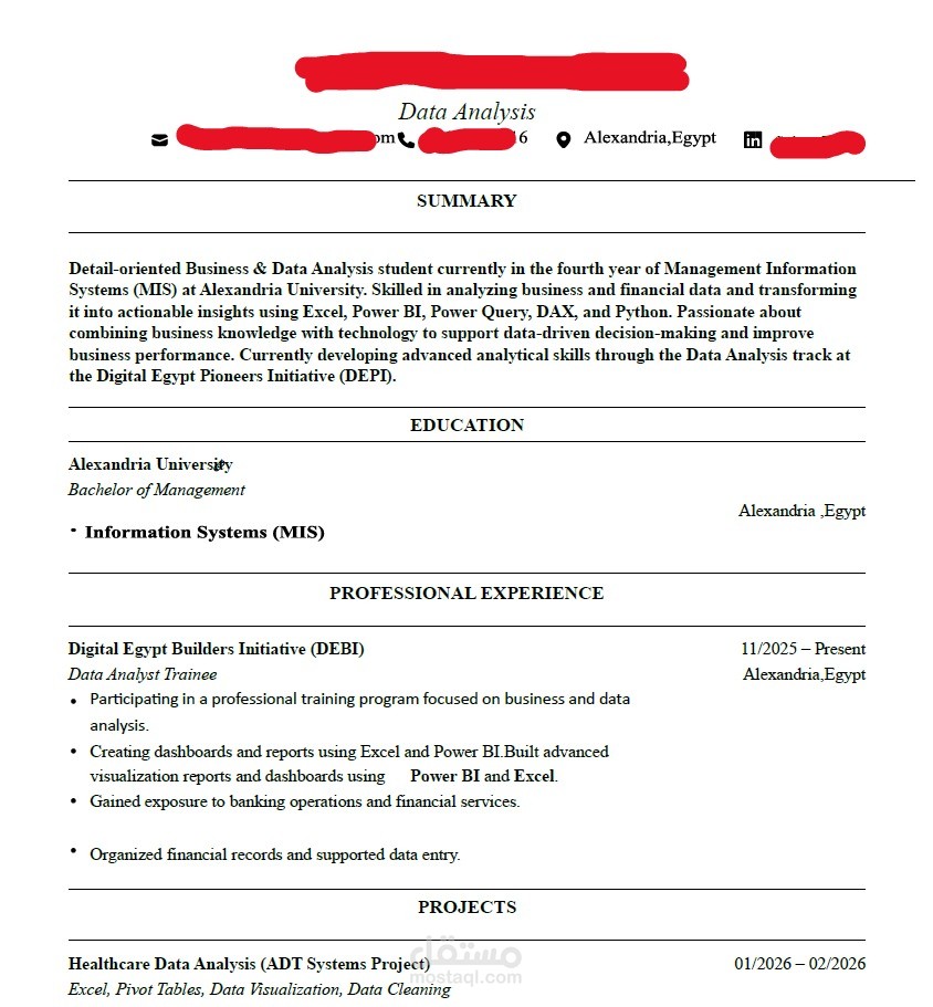 نموذج لسيرة ذاتية cv