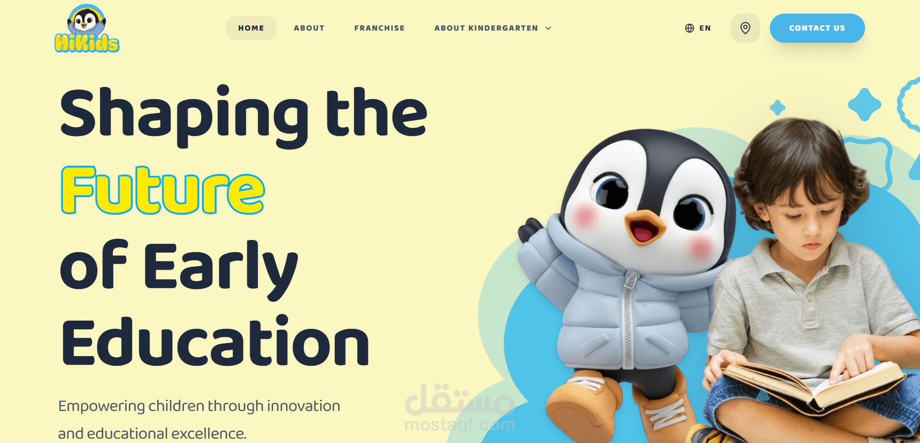 تطوير وتصميم واجهات منصة Hi Kids التعليمية.