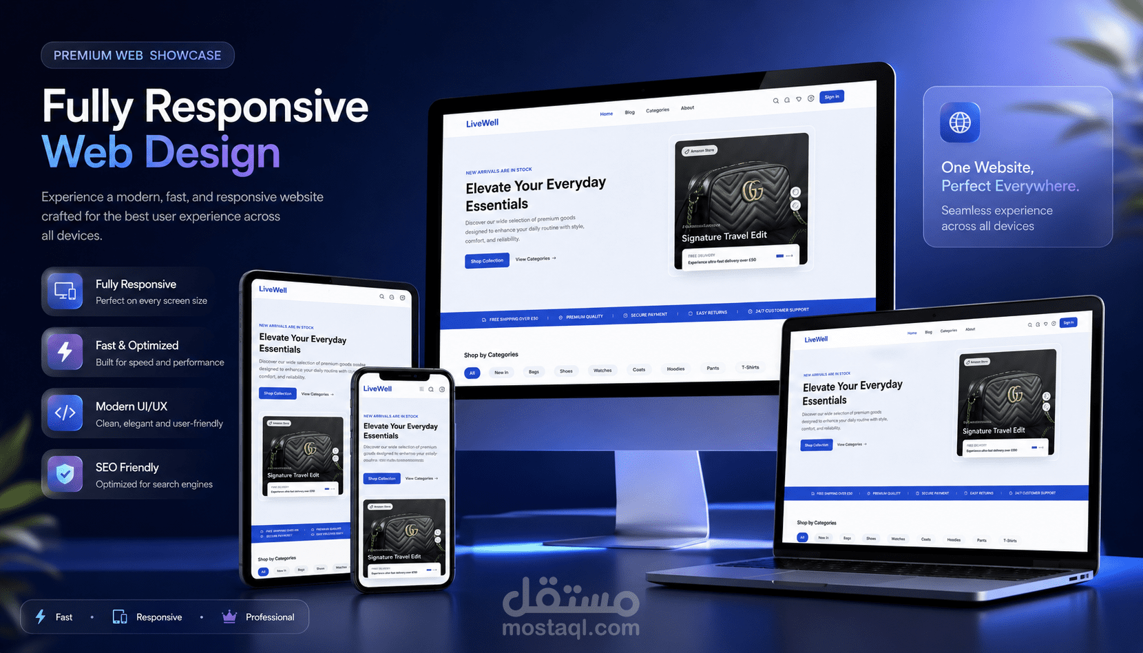 تصميم متجر LuxeRetail الإلكتروني
