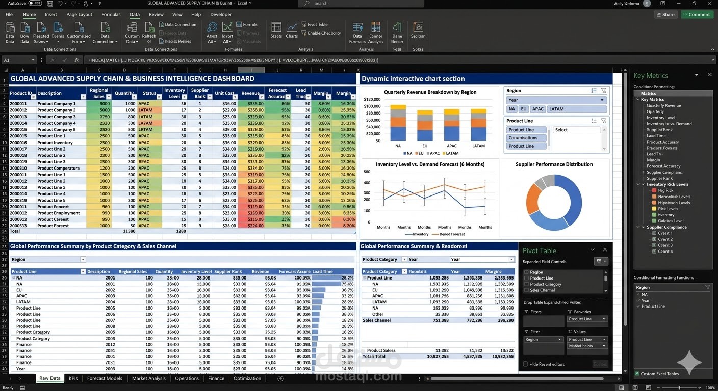 نظام إدارة سلاسل الإمداد وتحليل البيانات الذكيAdvanced Supply Chain & BI Dashboard