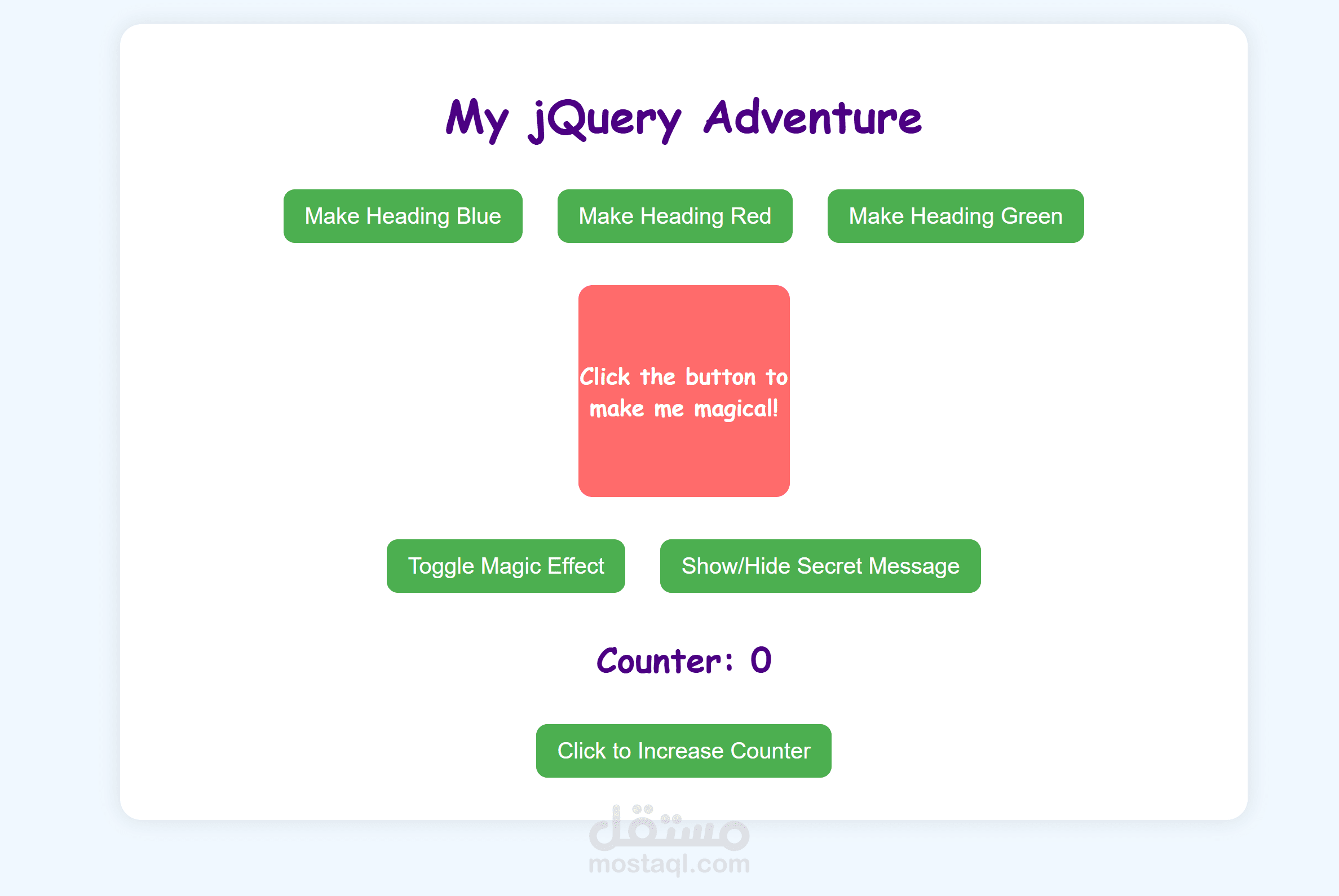 jQuery Adventure: Interactive Web Playground