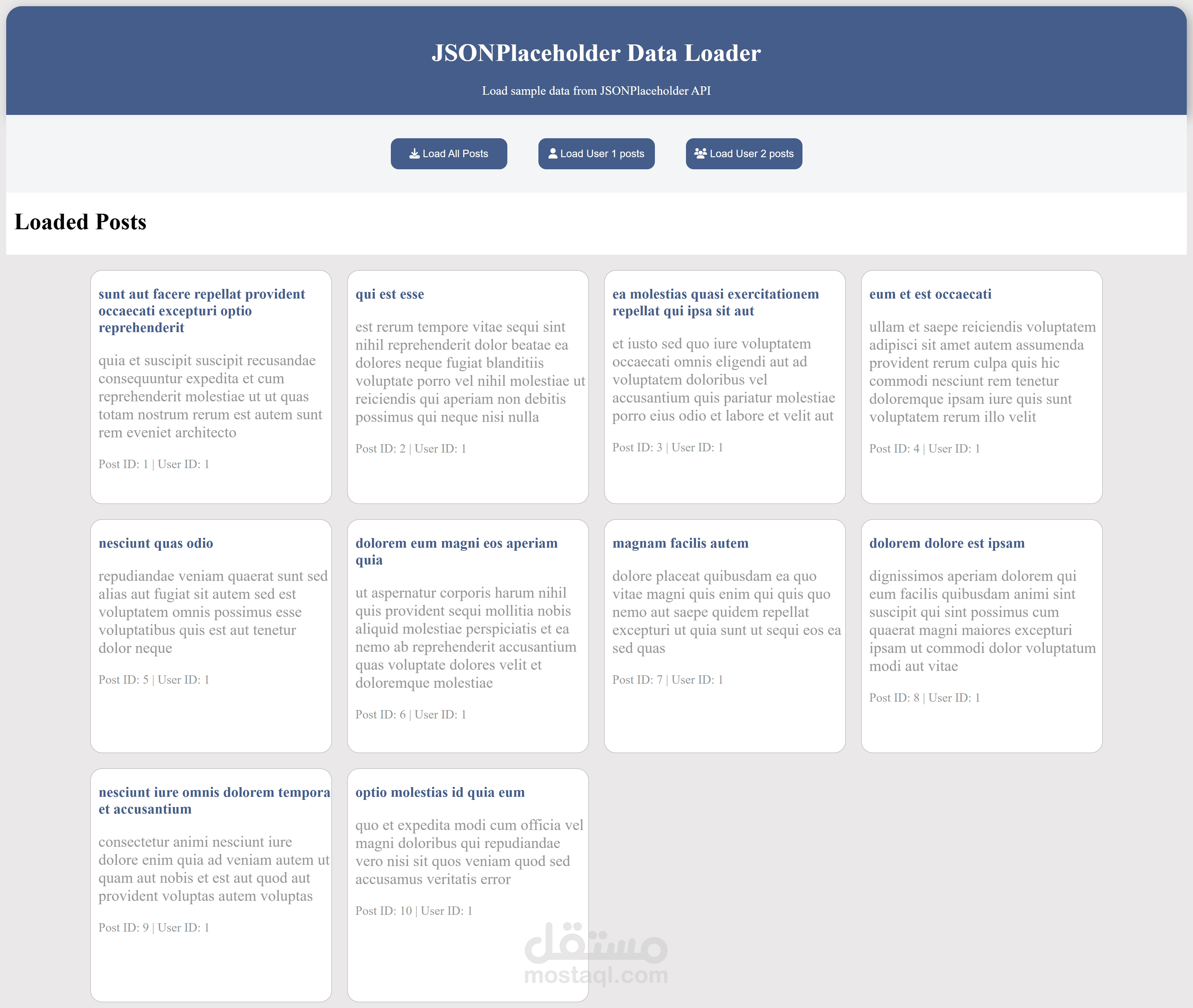 AJAX Data Explorer: JSONPlaceholder Integrator