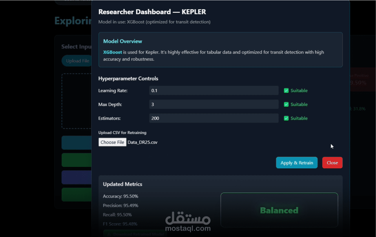 منصة "Faculty of Exoplanets" - تحليل بيانات الفضاء (NASA Space Apps)