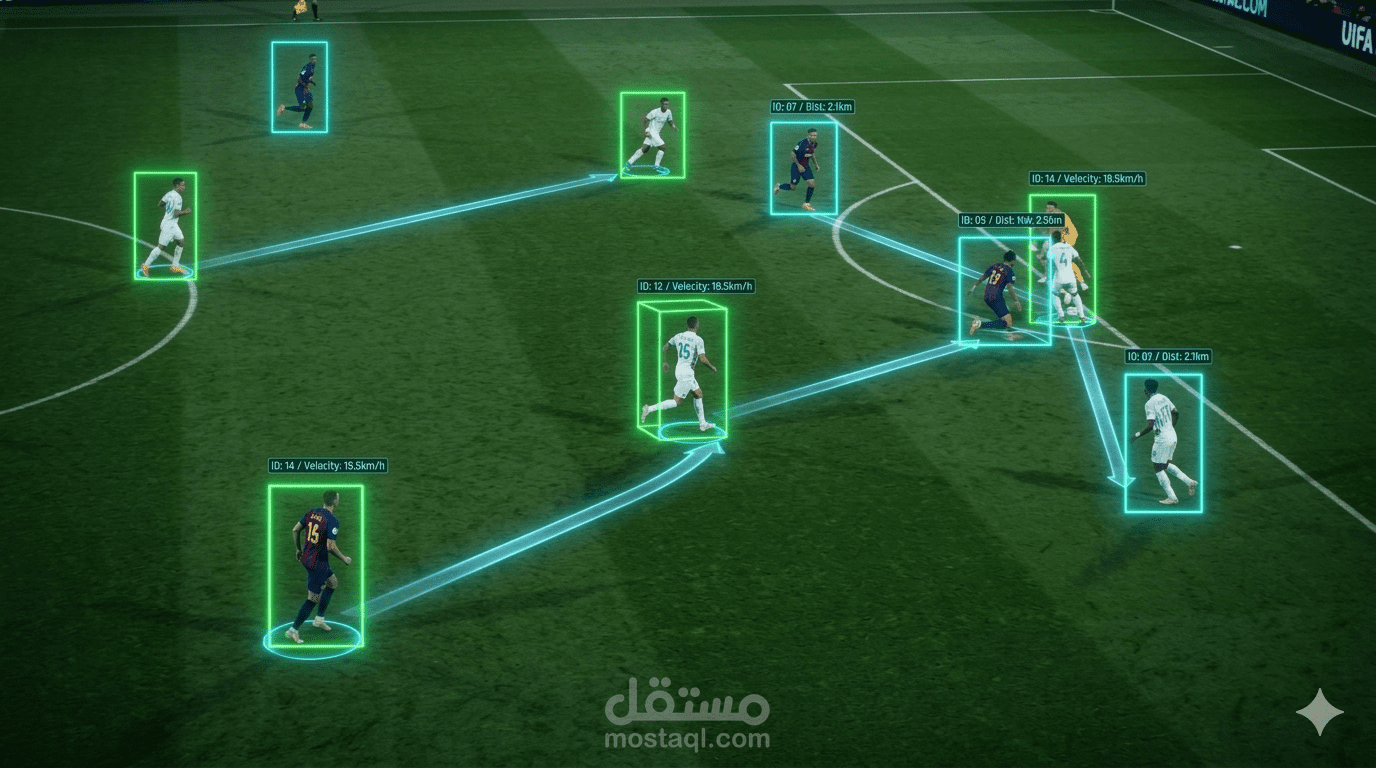 نظام ذكاء اصطناعي لاكتشاف وتتبع اللاعبين في الفيديوهات الرياضية باستخدام تقنيات الرؤية الحاسوبية