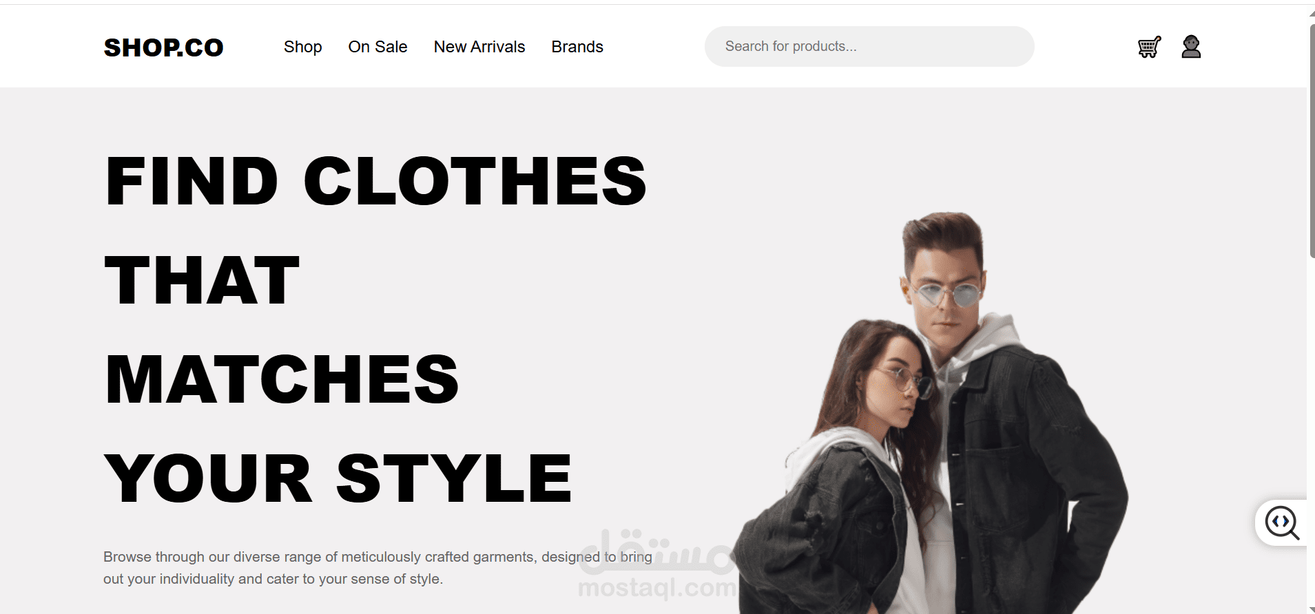 تطوير صفحة هوم متجاوبة لموقع تسوق أونلاين SHOP.CO