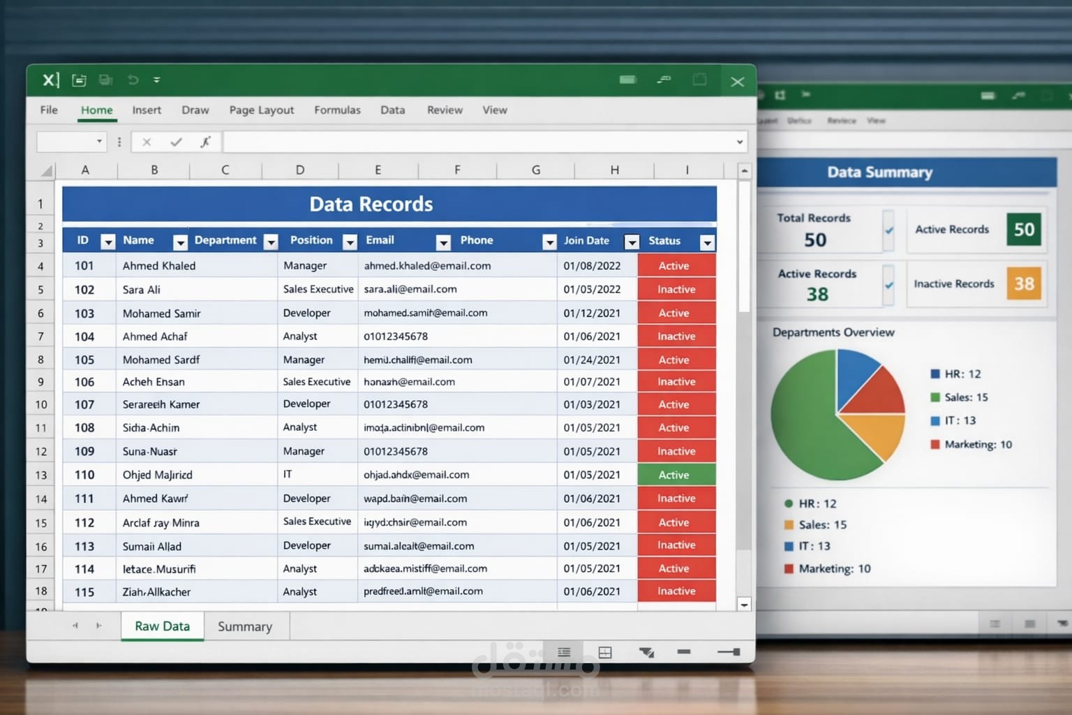 تنظيم وادخال بيانات في ملف excel باحترافيه