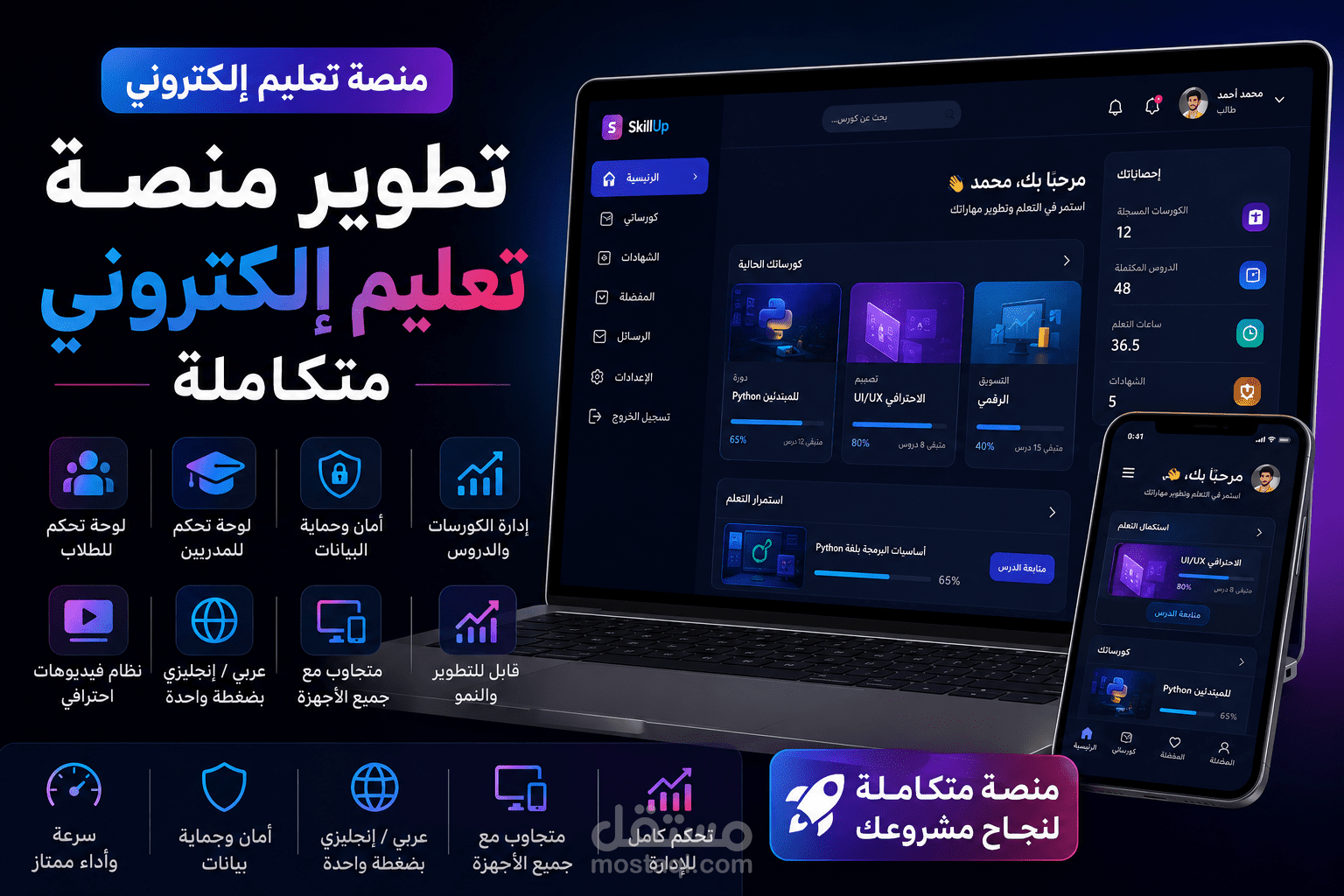 تطوير منصة حجوزات تدريب ذكية مع لوحة تحكم وإدارة الدورات