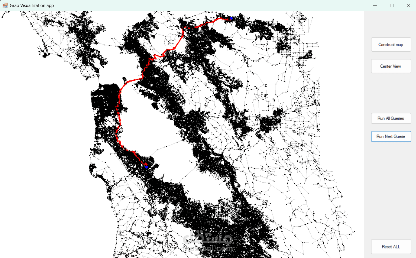 نظام تفاعلي لعرض الرسوم البيانية وحساب أقصر مسار باستخدام خوارزمية دايكسترا