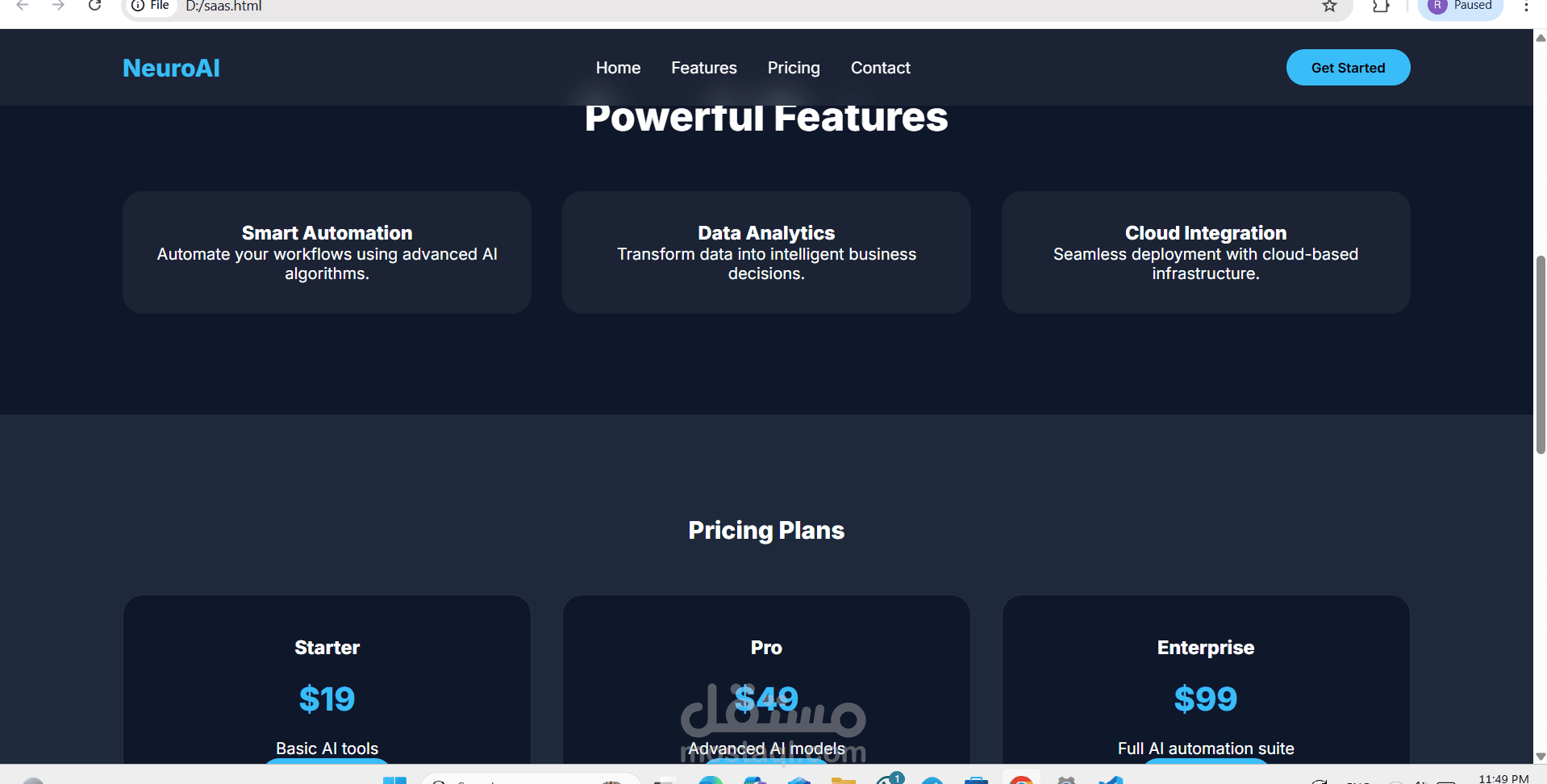 Modern AI Startup Landing Page | Responsive SaaS Website Design