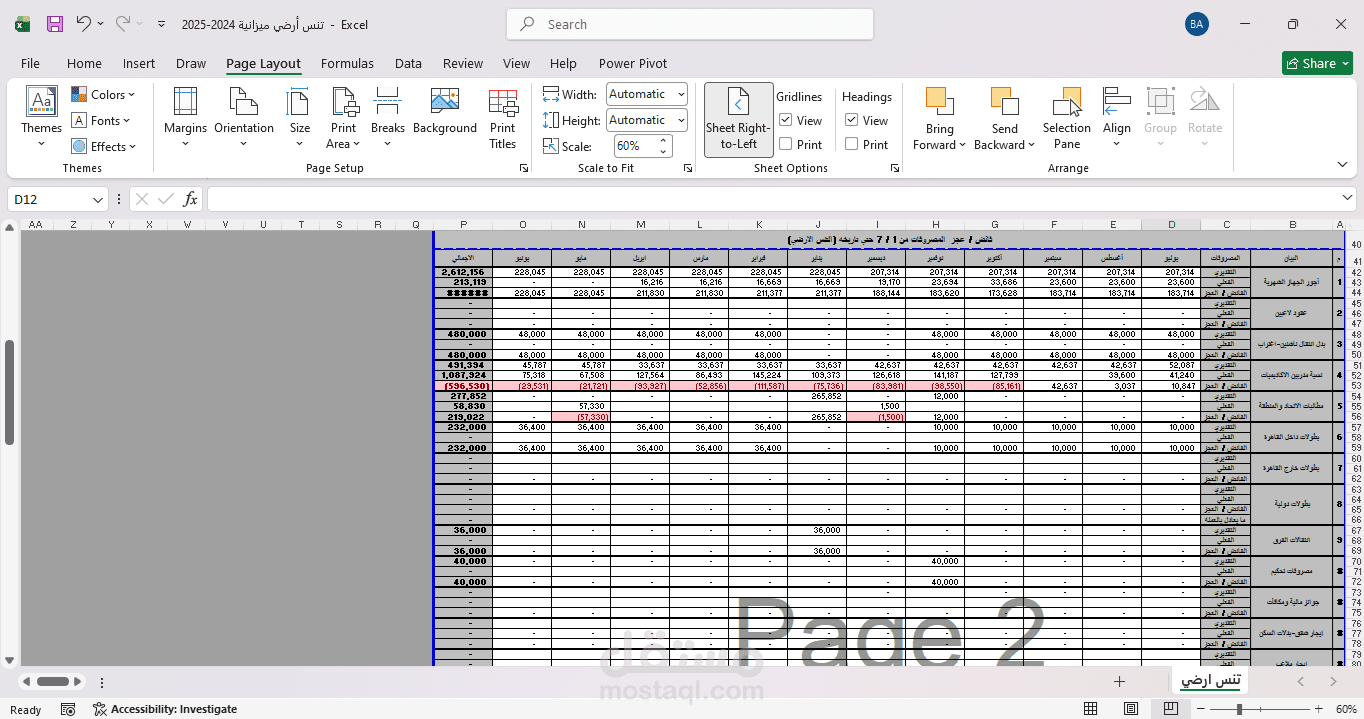 ميزانية نشاط التنس الارضي بنادي الزمالك