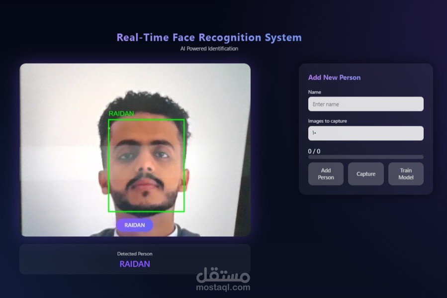 نظام التعرف على الوجوه في الوقت الحقيقي باستخدام الذكاء الاصطناعي