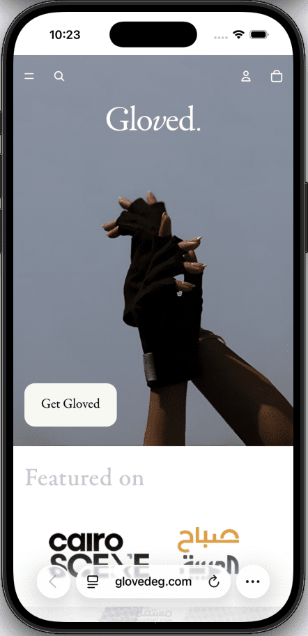 تصميم واجهة مستخدم (UI/UX) متكاملة لمتجر Gloved الإلكتروني