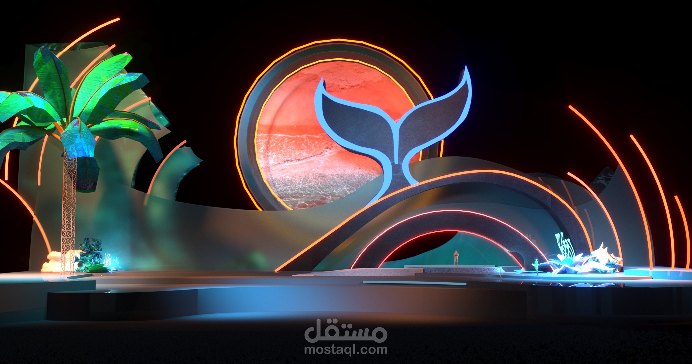 تصميم بيئة مسرحية 3D مستوحاة من الأساطير البحرية