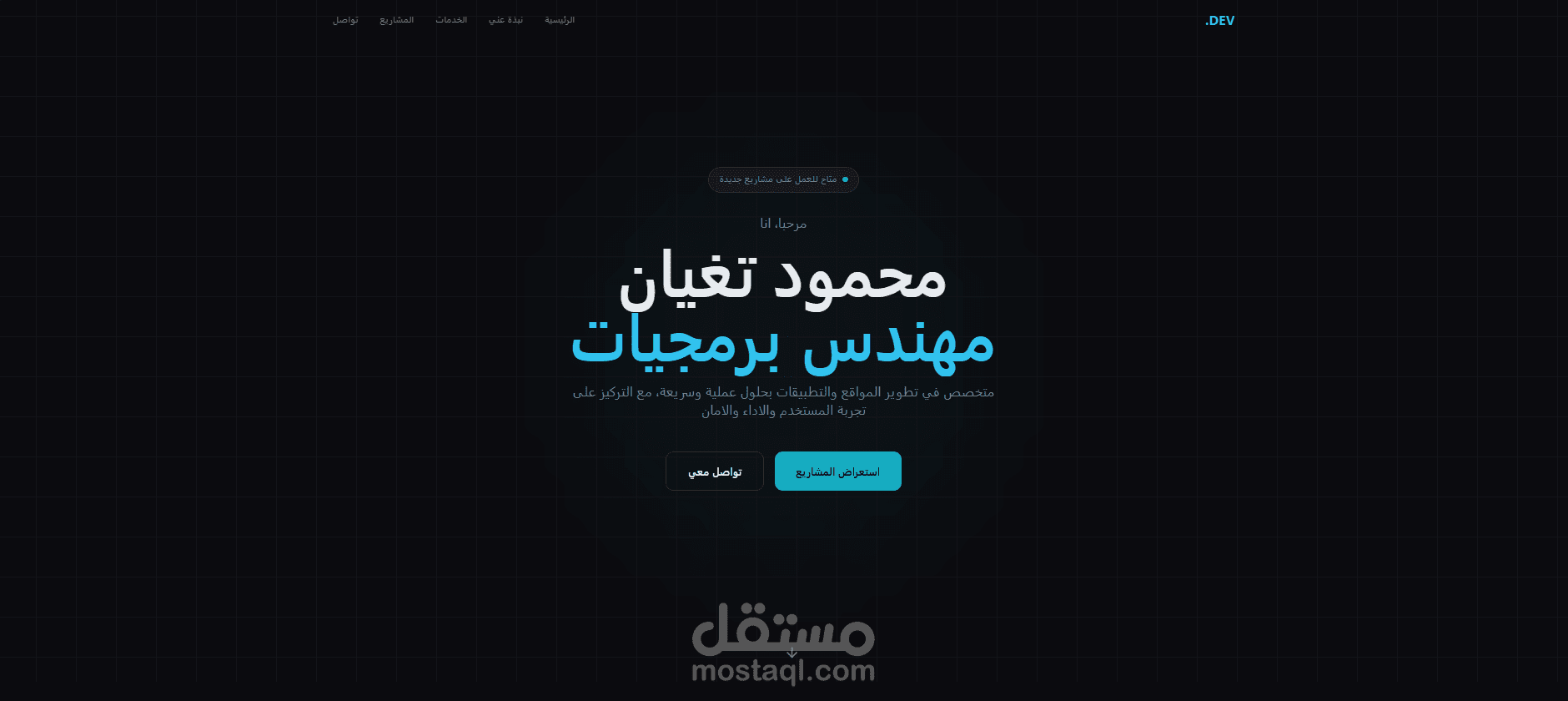 موقع تعريفي لمهندس برمجيات (Portfolio)