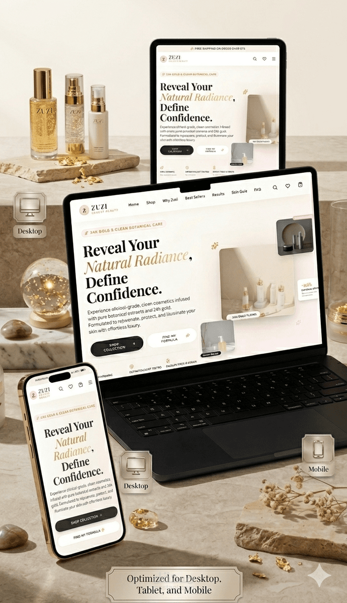 تطوير صفحة هبوط (Landing Page) فاخرة وعالية التحويل لمتجر تجميل "Zuzi Store" باستخدام React/Next.js